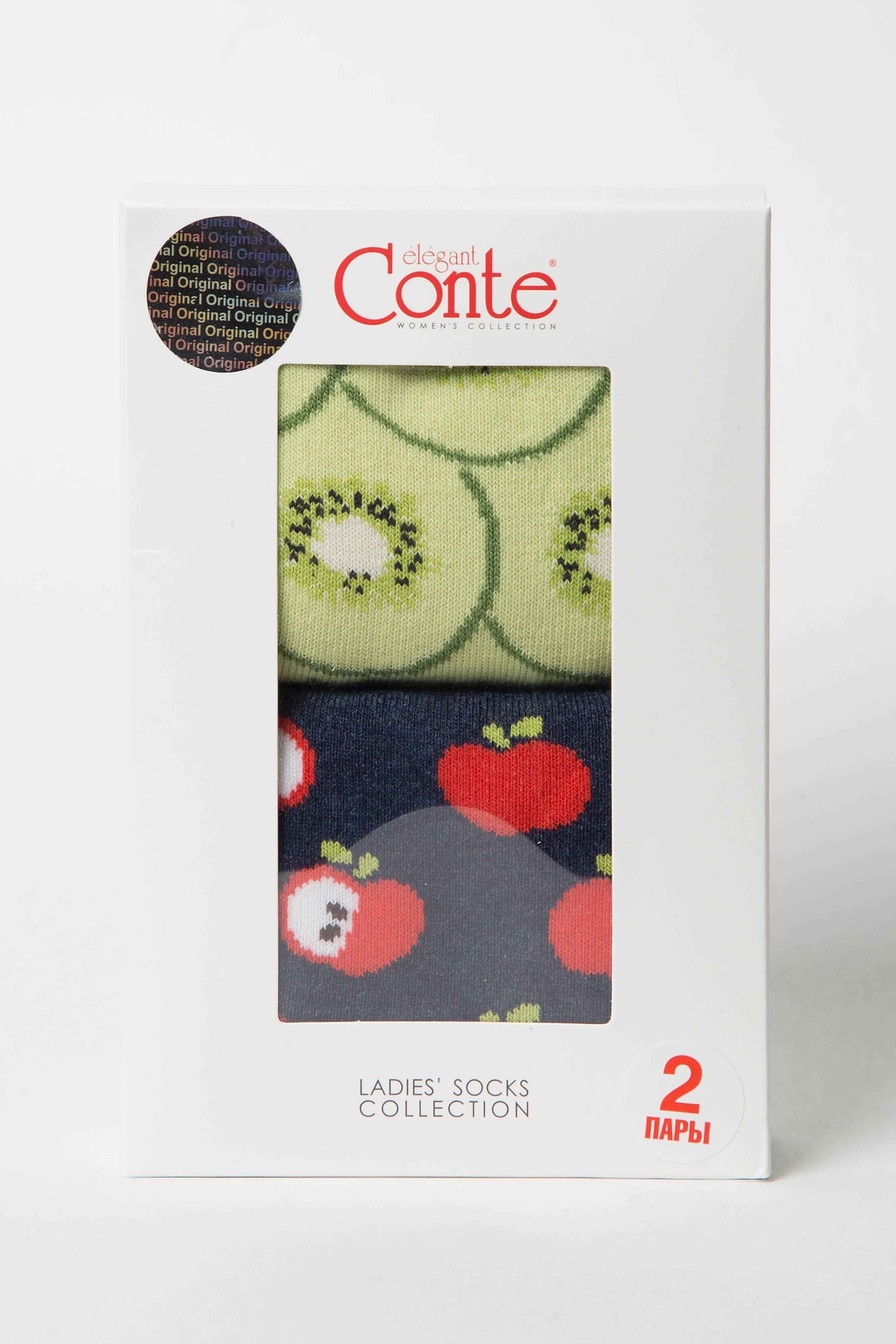 Conte Elegant Cotton Socks (2 pairs) - Fruit pattern