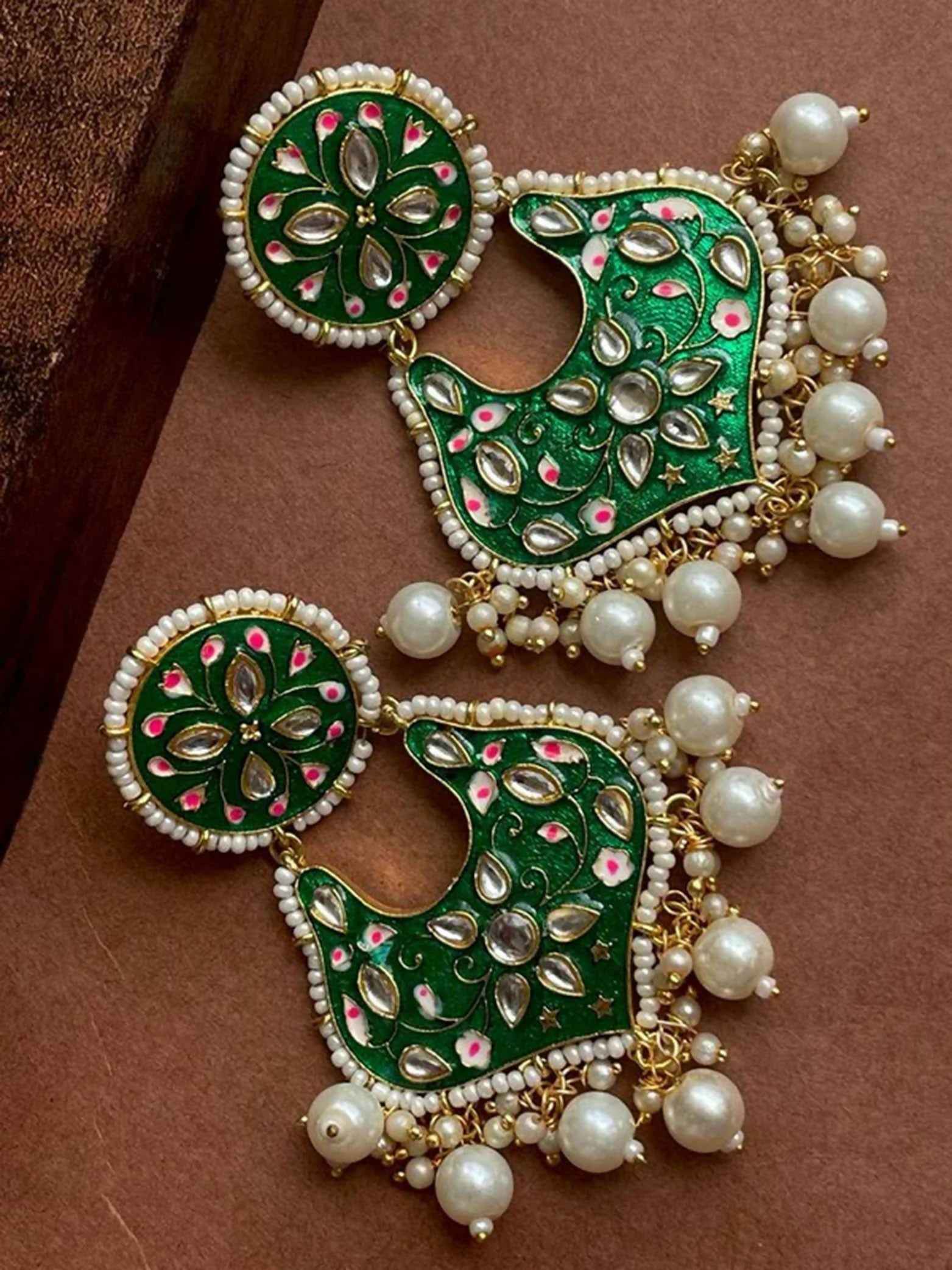 Joban Fashion Meenakari Beads And Stone Work Green Earring