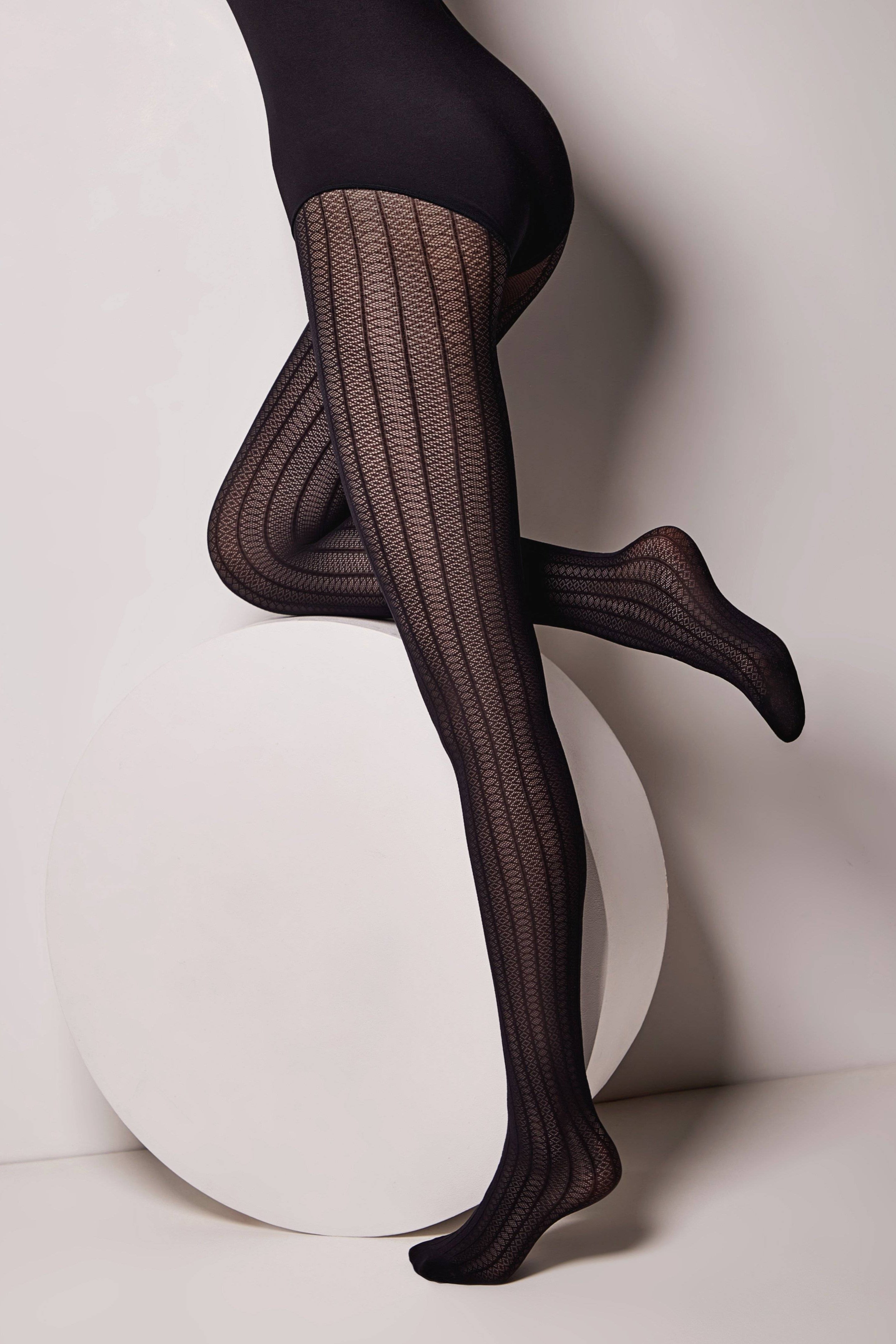 Fantasy Tights Conte Lacy Line - Lace Pattern and Stripes - DestGlow