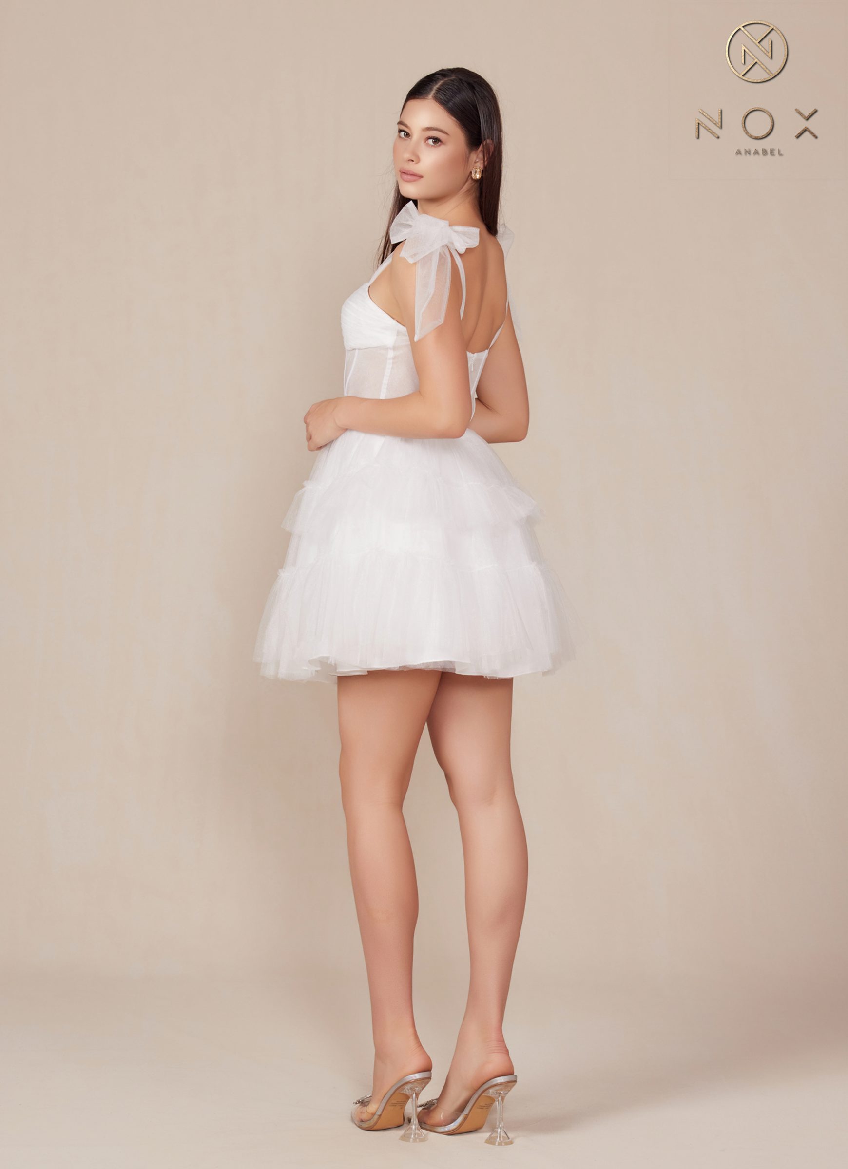 Nox Anabel Y858W Dress Short A-Line Ruffled Tiered Tulle Skirt by DiscountDressShop
