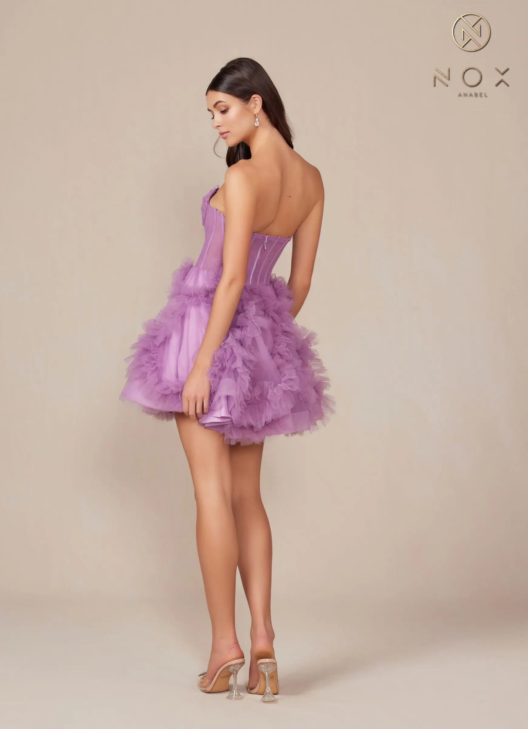 Nox Anabel Y859 Dress Strapless Sweetheart A-Line Ruffled Skirt by DiscountDressShop