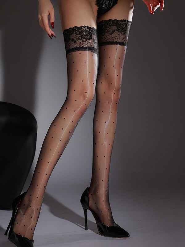 Lace Aurora Ultra-Sheer Polka Dot Stockings