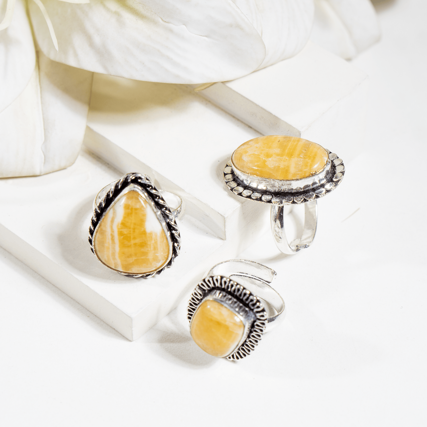 Yellow Aventurine rings – Gemstone rings Natural Crystal Healing Jewelry Collection DestGlow