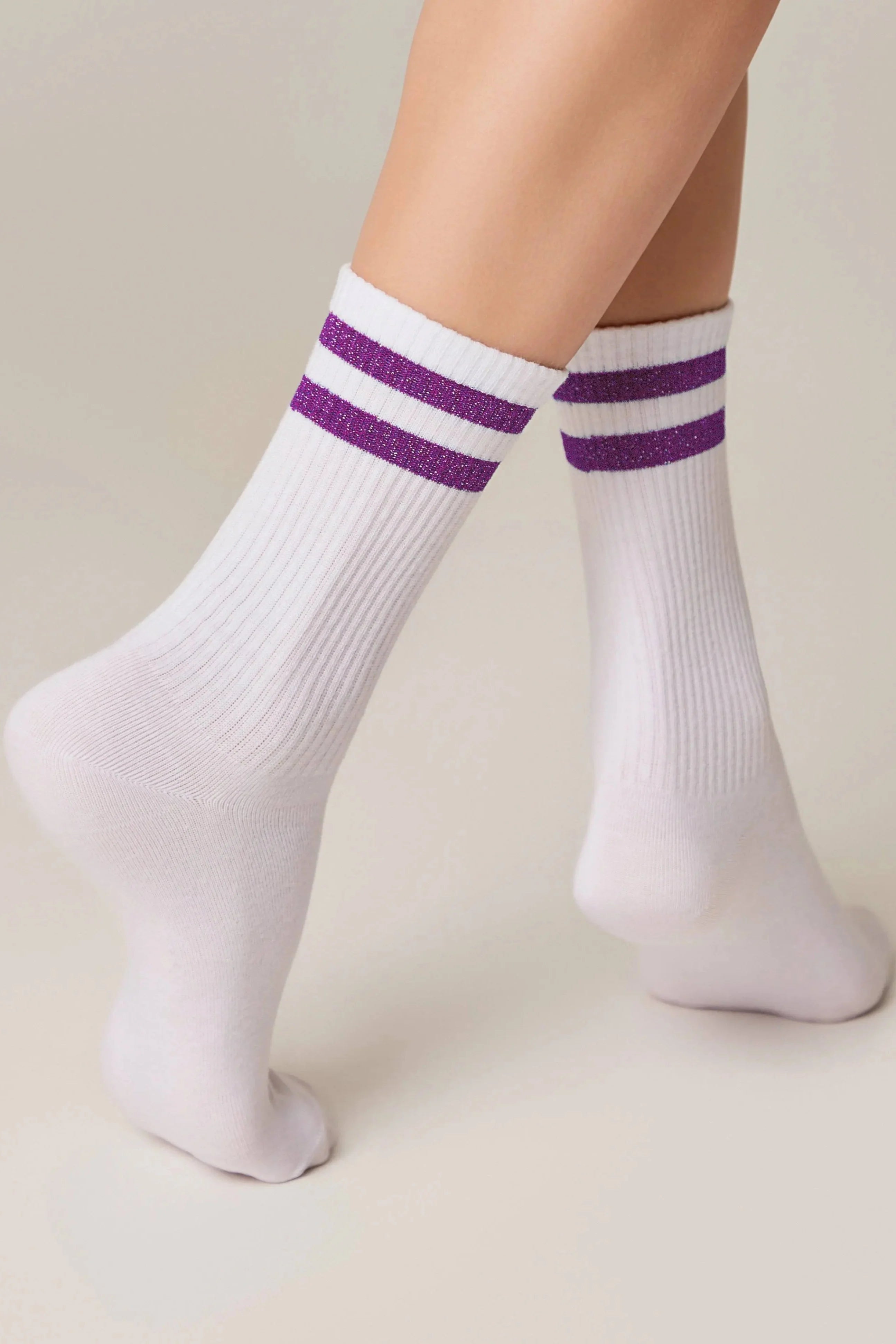 Conte Cotton Long Socks Active 157 - Lurex Stripes - DestGlow