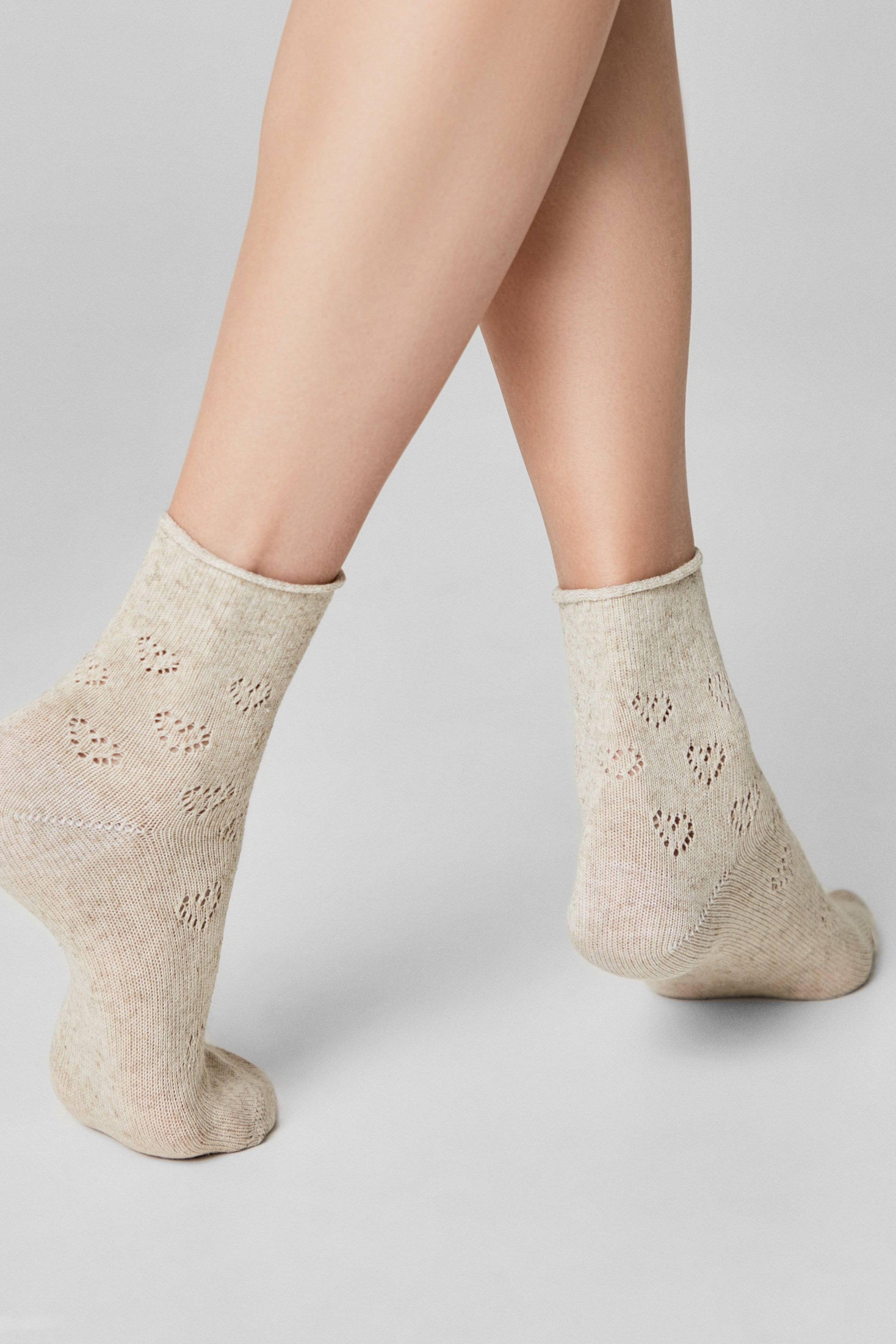 Cotton Linen Socks Conte Classic 542 - Hearts Pattern - DestGlow