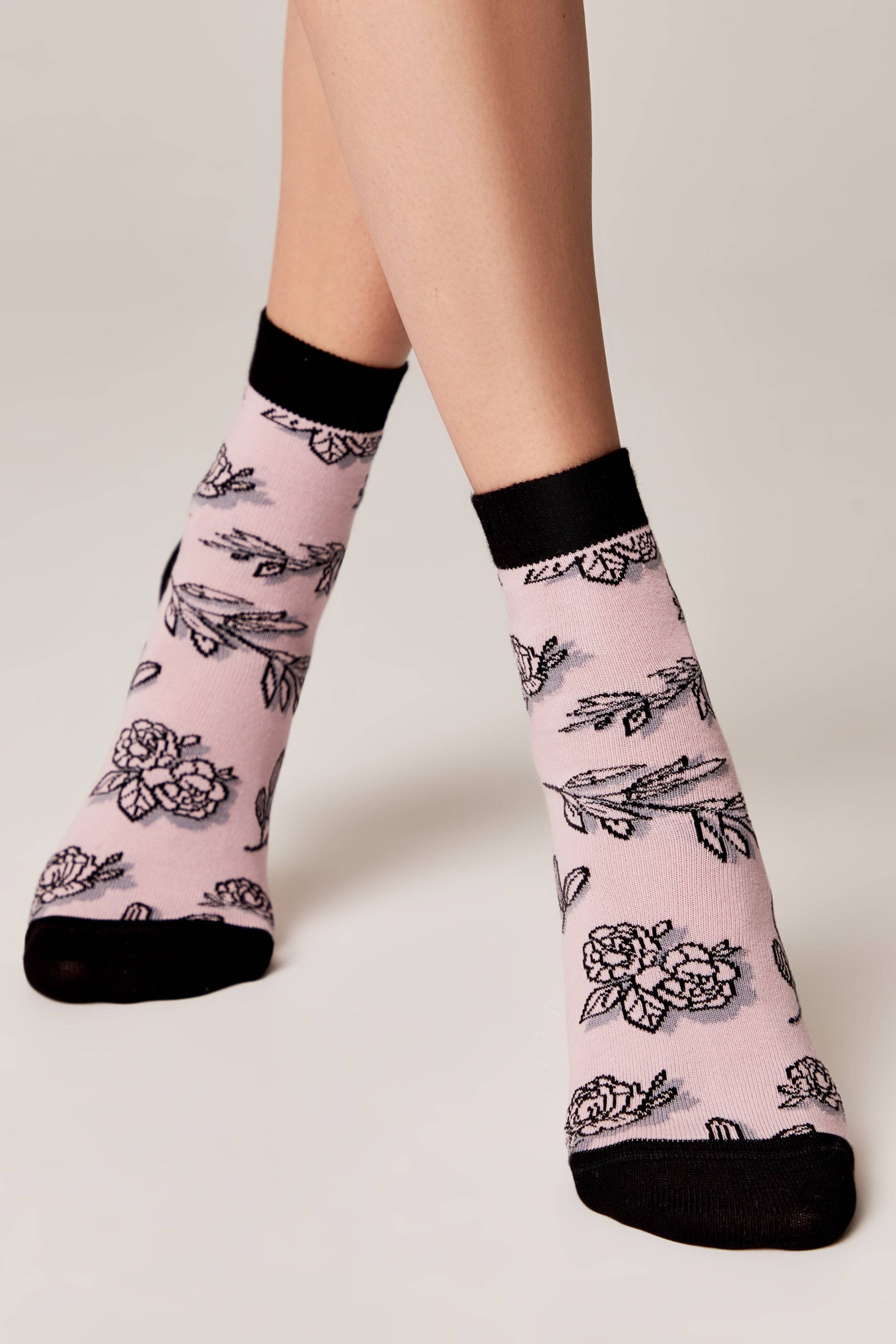 Conte Cotton Socks Classic - 435 Flowers With Shadow - DestGlow