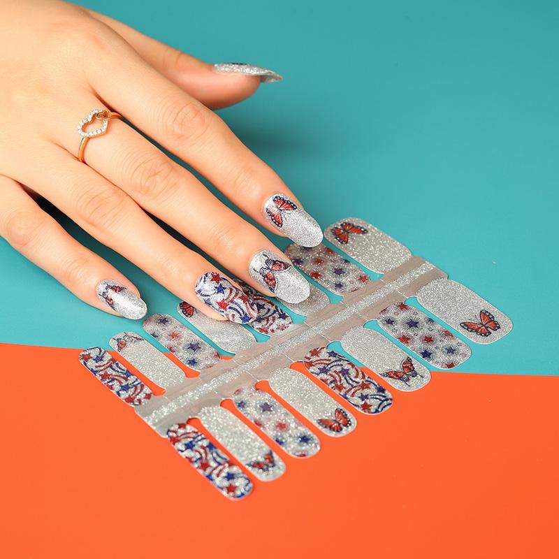 Red White & Butterfly by Candied Nails