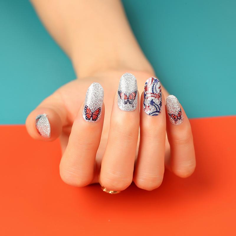 Red White & Butterfly by Candied Nails