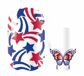Red White & Butterfly by Candied Nails