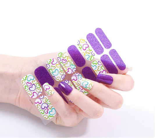 Valentine Purple Gel Nails by Candied Nails