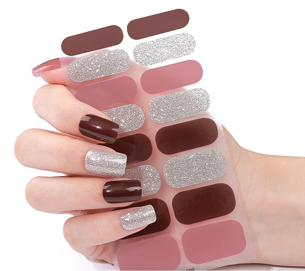 Glitter Tan Gel Nails by Candied Nails