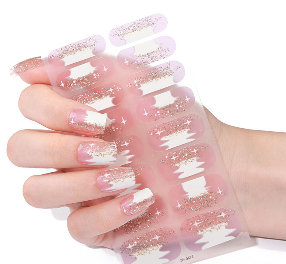 Shimmering Snow Gel Nails by Candied Nails