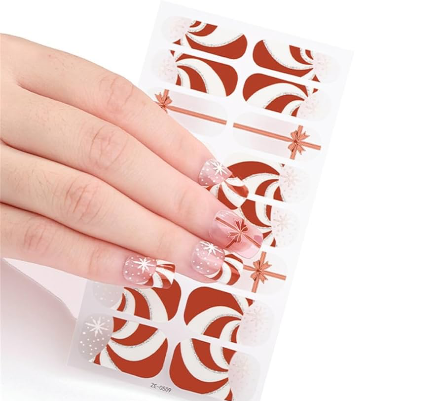 Candy Cane Swirl Gel Nails by Candied Nails