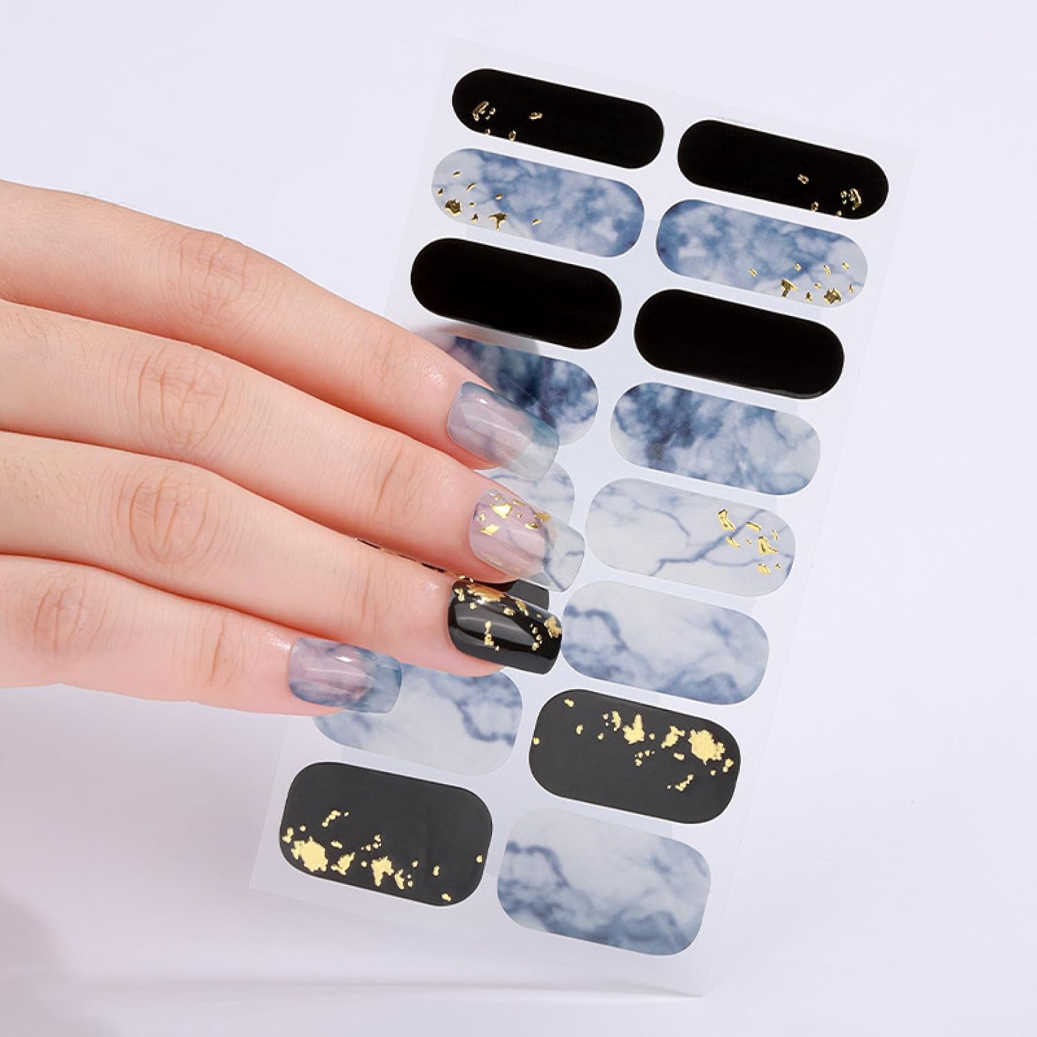 Blue Marble Gel Nails by Candied Nails
