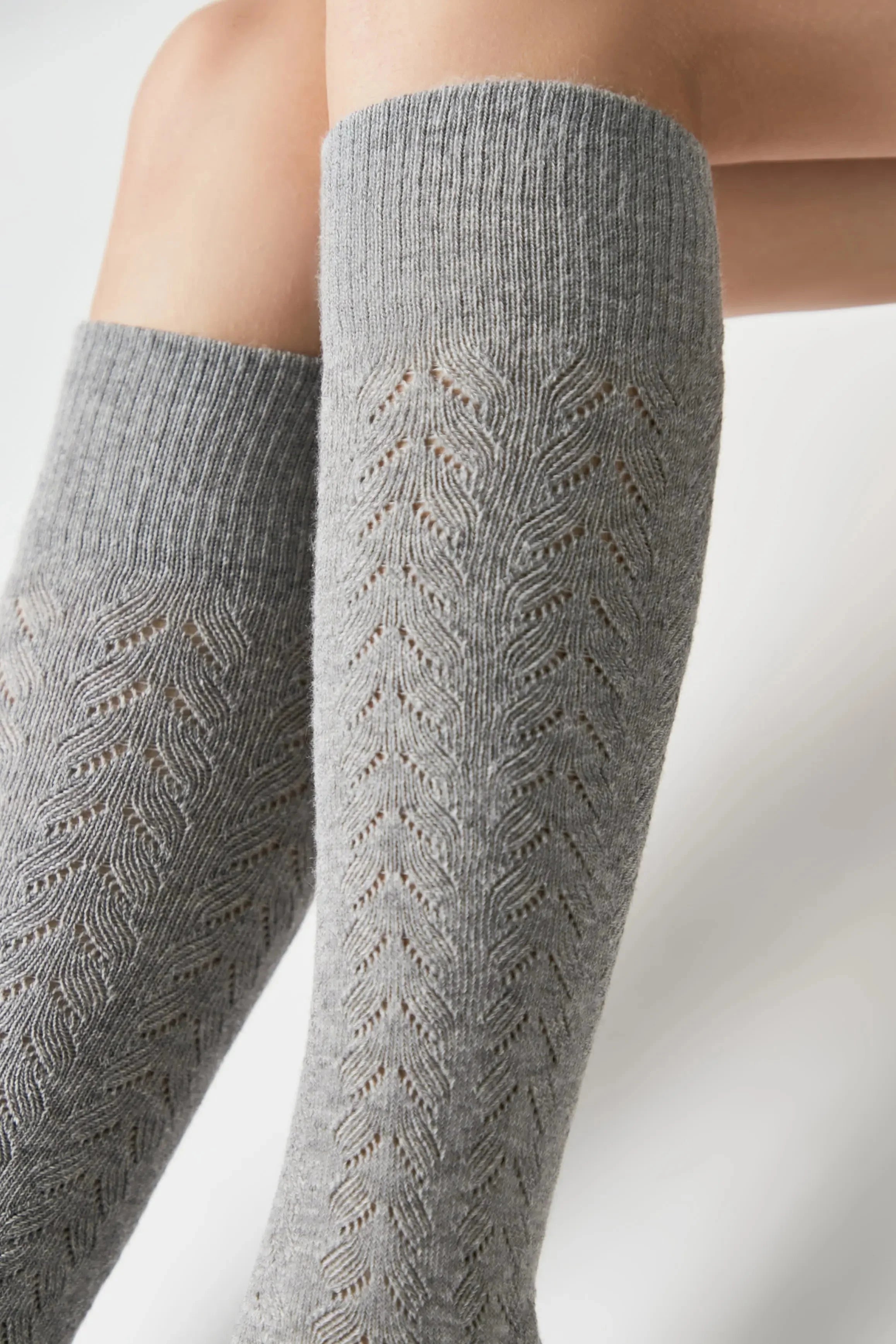 Cotton Knee Highs Conte Classic 010 - Cotton Blend and Knitted Pattern DestGlow