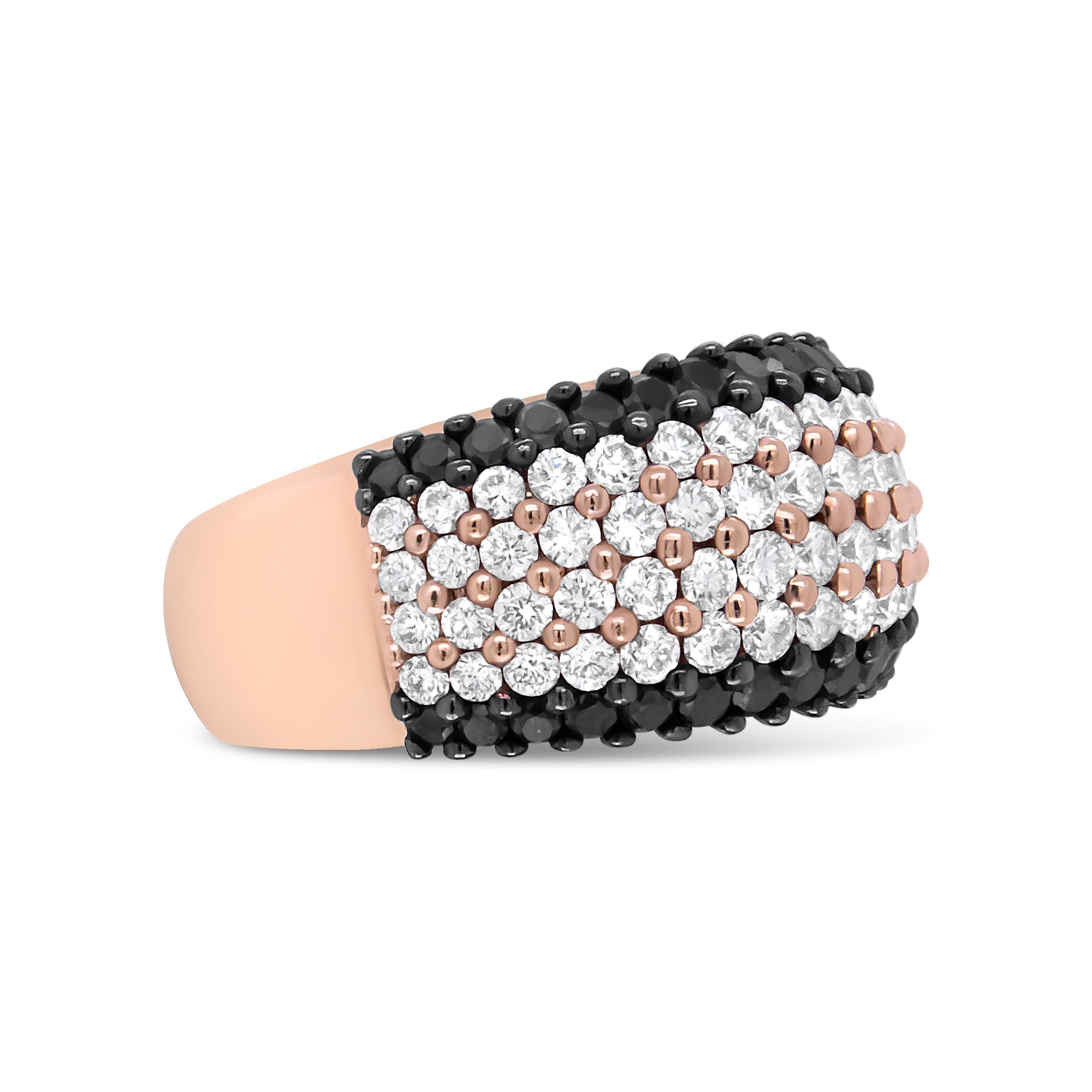 18K Rose Gold 2 1/5 Cttw Black and White Diamond 6 Row Band Ring (F-G and Black Color, VS1-VS2 Clarity) - Ring Size 7 by Bids.com