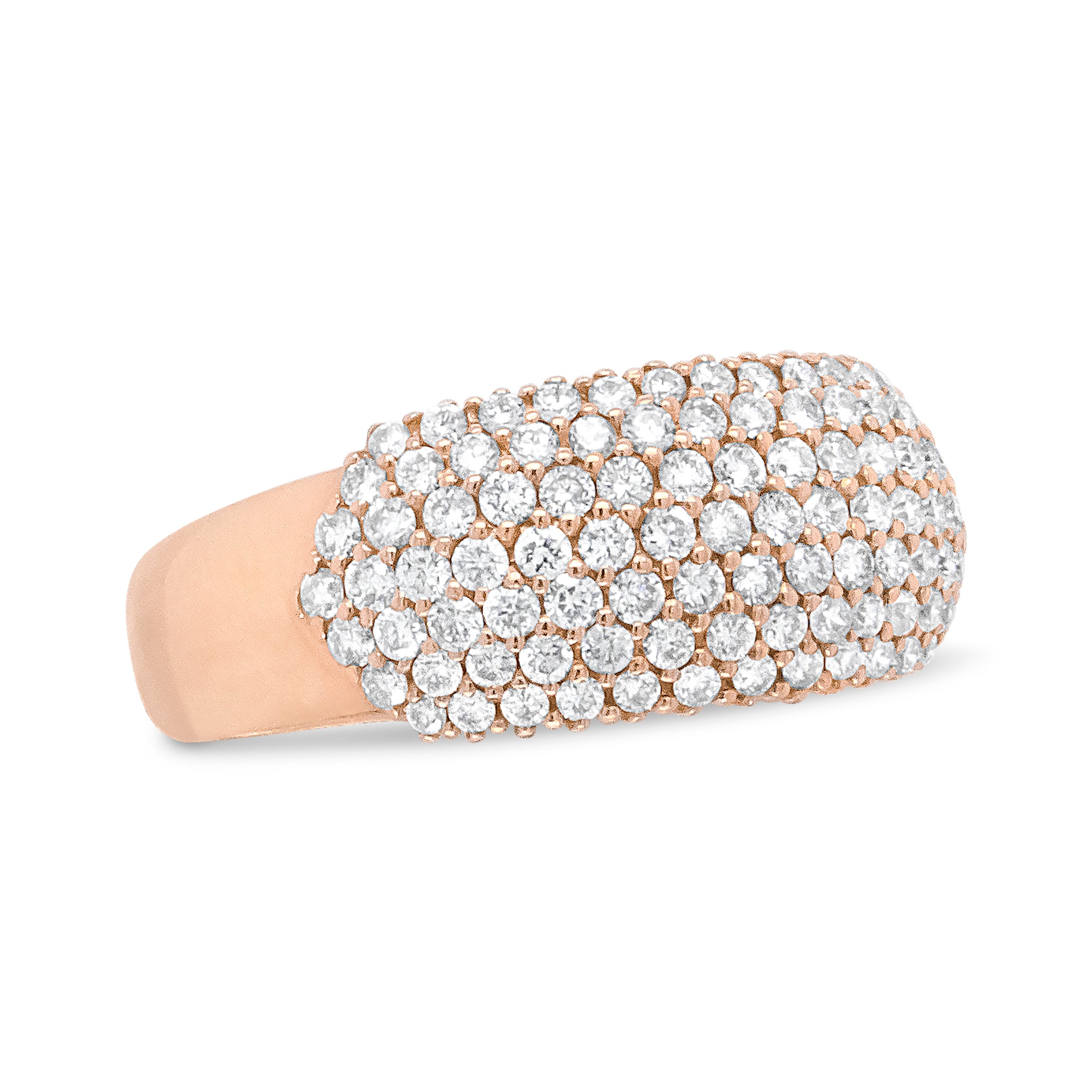 18K Rose Gold 1.00 Cttw Diamond Multi Row Dome Band Ring (F-G Color, VS1-VS2 Clarity) - Ring size 7 by Bids.com