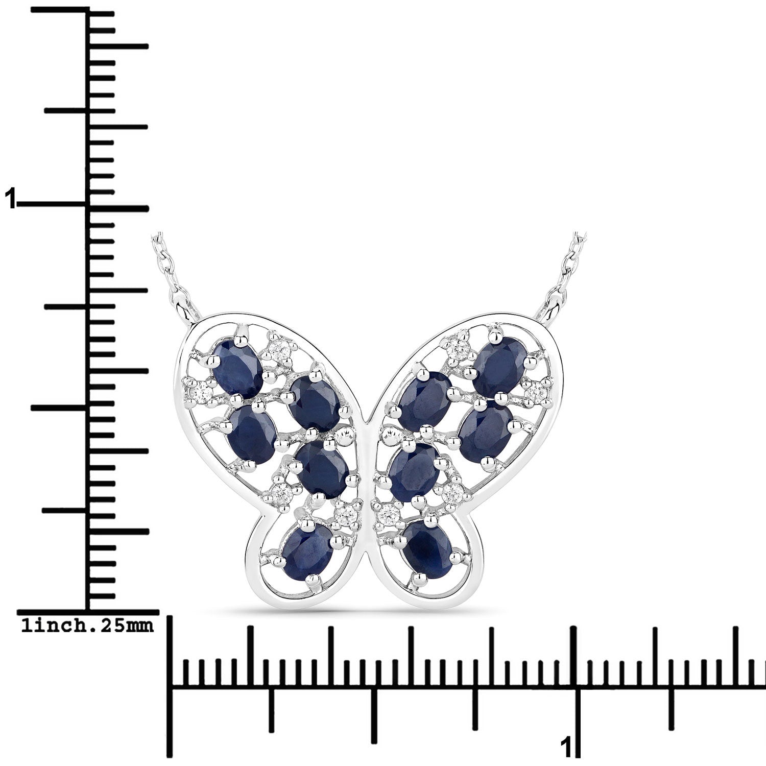 2.16 Carat Genuine Blue Sapphire and White Zircon .925 Sterling Silver Necklace by Bids.com