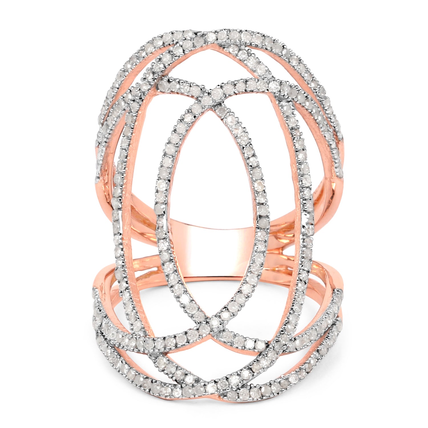 14K Rose Gold Plated 0.73 Carat Genuine White Diamond .925 Sterling Silver Ring by Bids.com