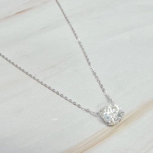 Brilliant Sparkle Moissanite Floating Necklace - 1.5 Carat White Gold Plated Sterling Silver