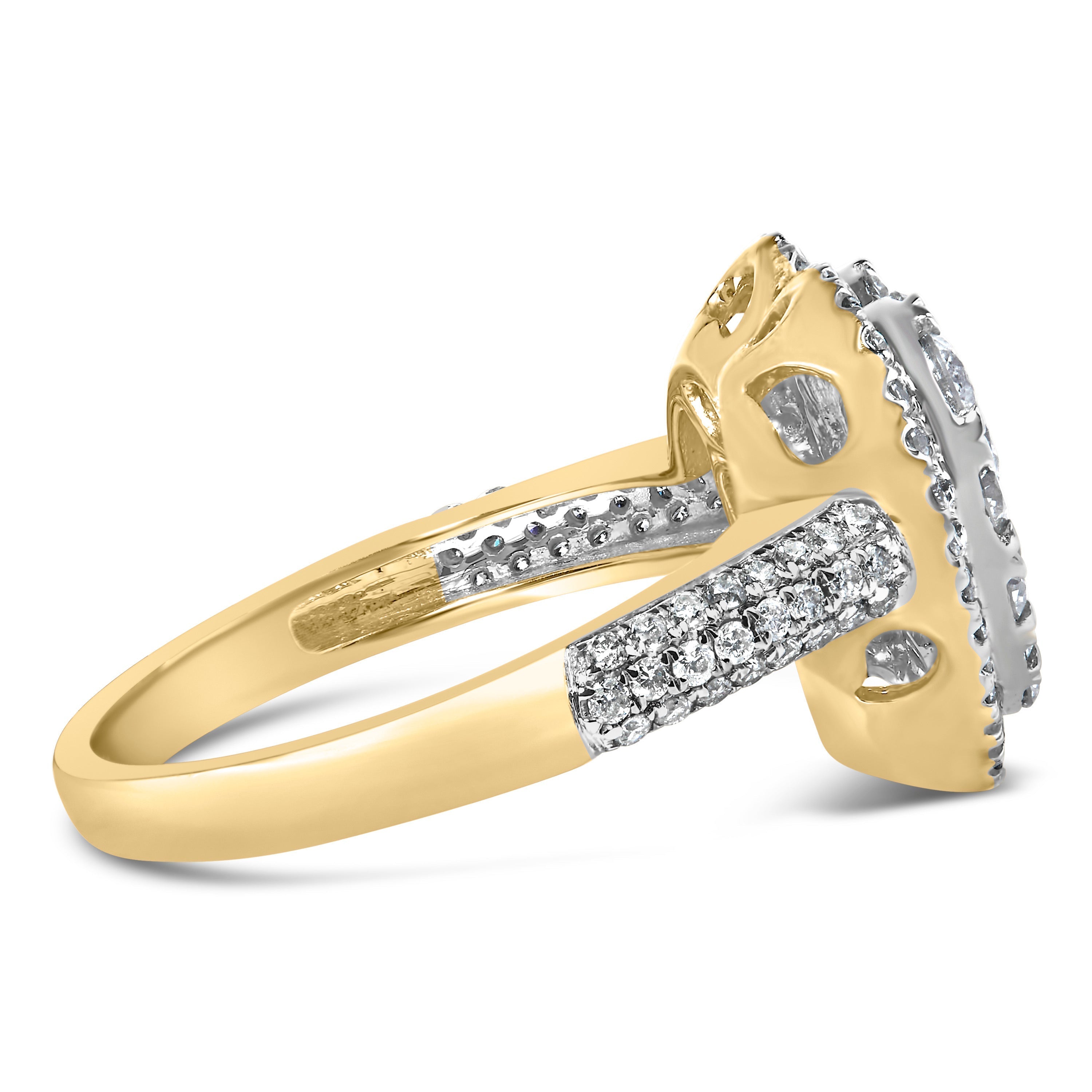 14K Yellow Gold 1 1/2 Cttw Diamond Heart Shaped Composite Ring (H-I Color, SI2-I1 Clarity) - Ring Size 7 DestGlow