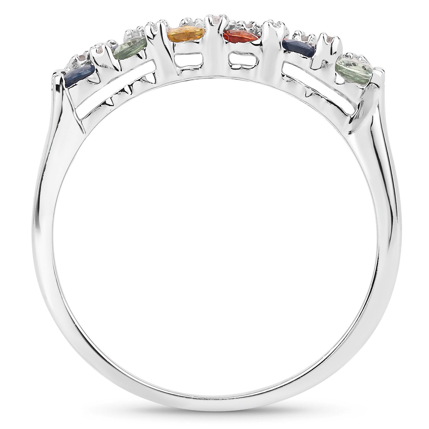 3.61 Carat Genuine Multi Sapphire .925 Sterling Silver Ring DestGlow