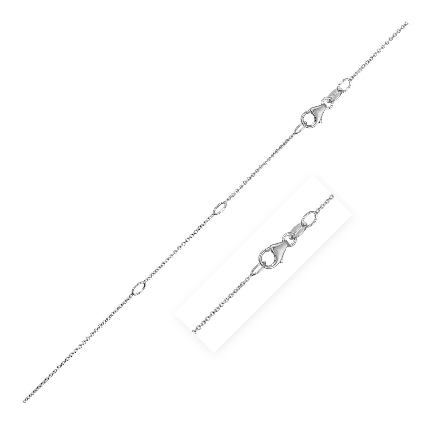 Double Extendable Cable Chain in 14k White Gold (0.85mm) by Bids.com