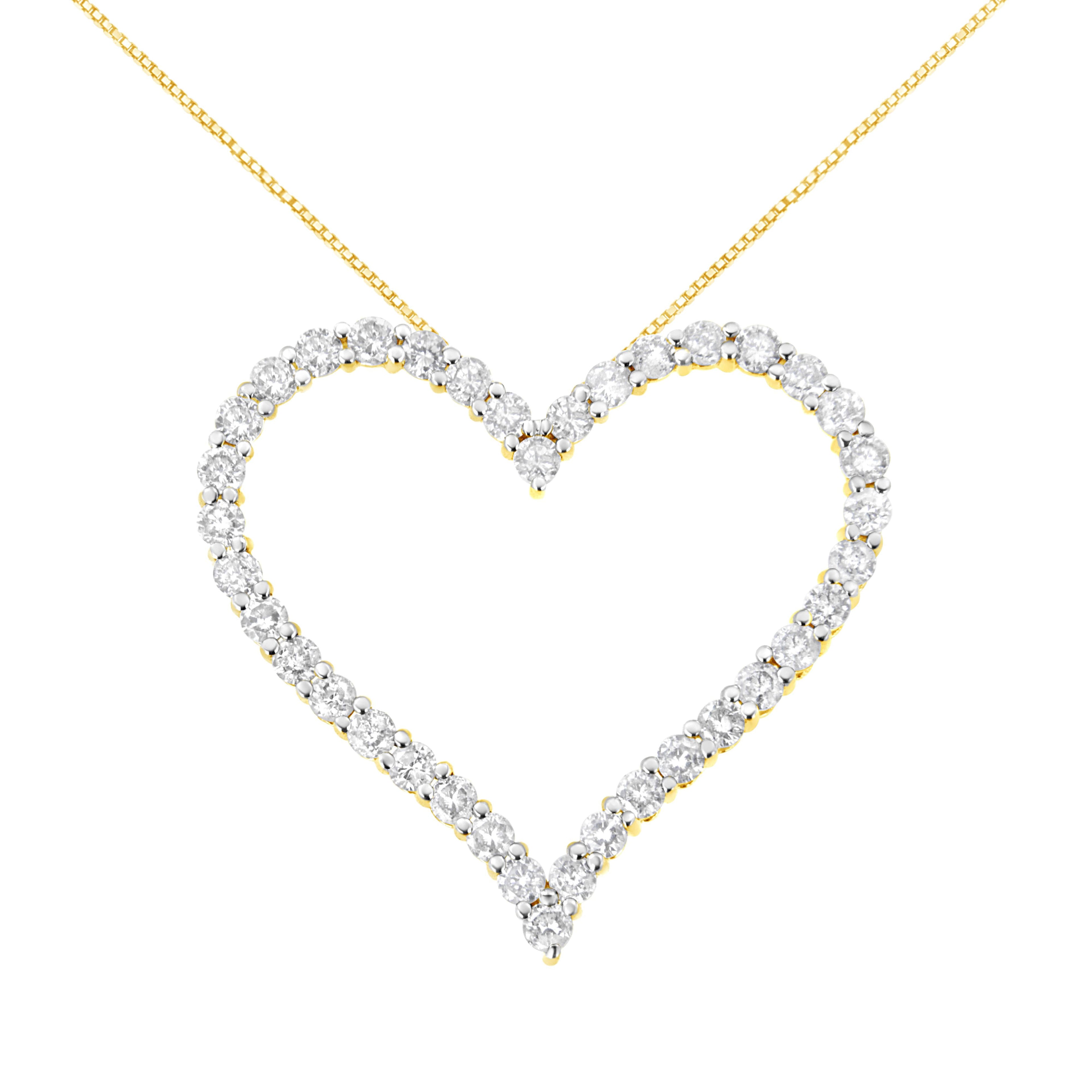 10k Yellow Gold Plated .925 Sterling Silver 3.0 cttw Round-Cut Diamond Open Heart Pendant Necklace (J-K Color, I1-I2 Clarity) - 18" by Bids.com