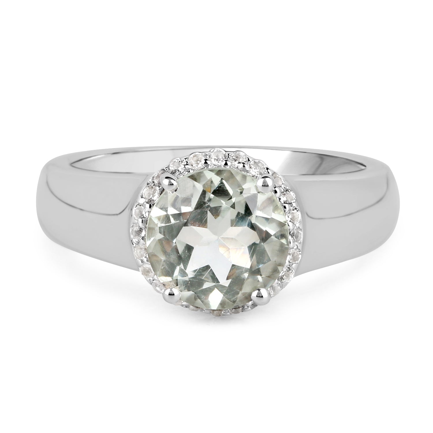 1.87 Carat Genuine Green Amethyst and White Topaz .925 Sterling Silver Ring by Bids.com