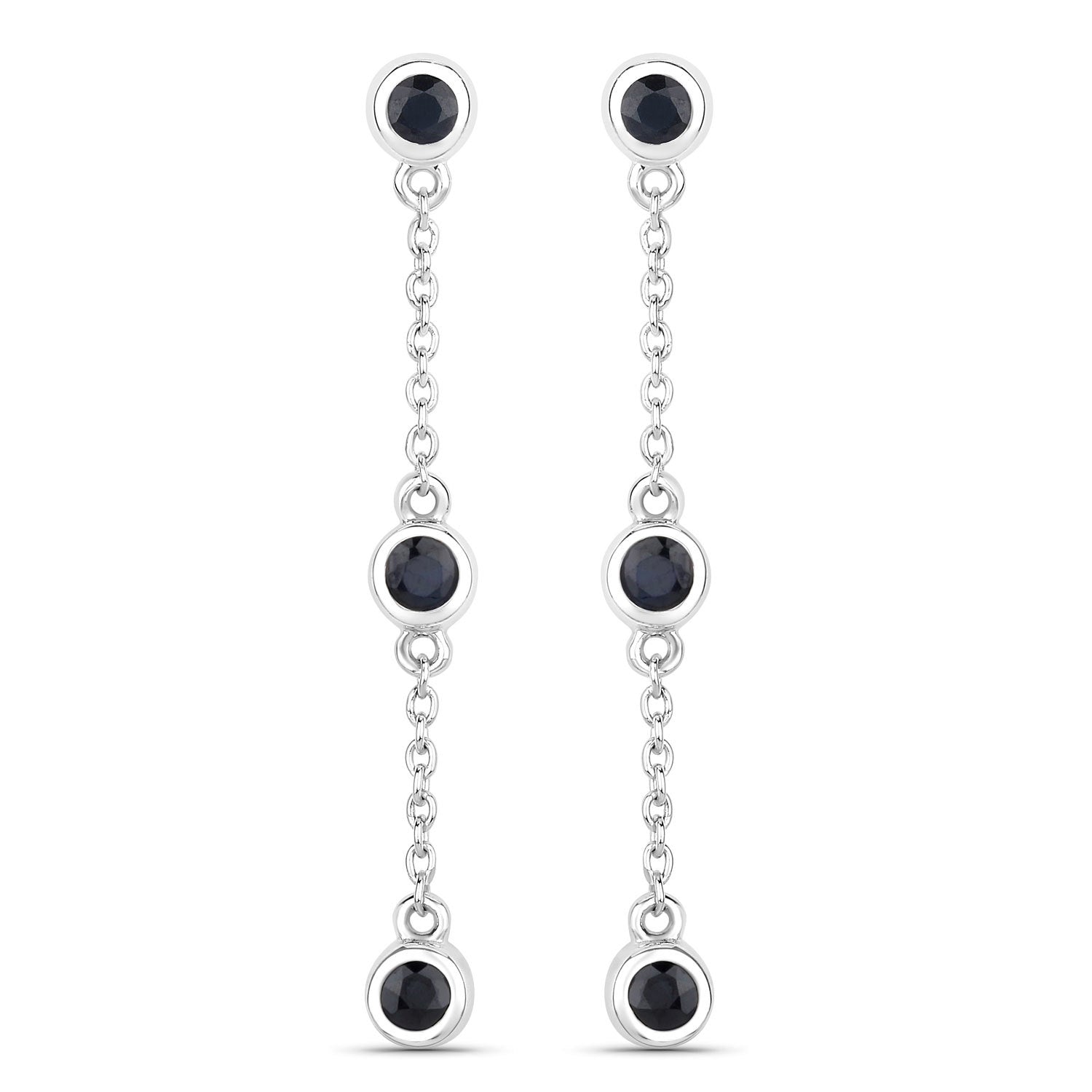 0.66 Carat Genuine Blue Sapphire .925 Sterling Silver Earrings by Bids.com