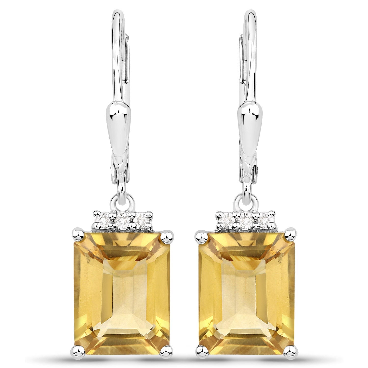 5.63 Carat Genuine Citrine and White Topaz .925 Sterling Silver Earrings DestGlow