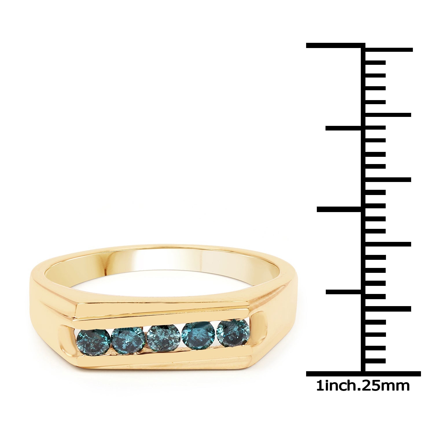 14K Yellow Gold Plated 0.35 Carat Genuine Blue Diamond .925 Sterling Silver Ring by Bids.com