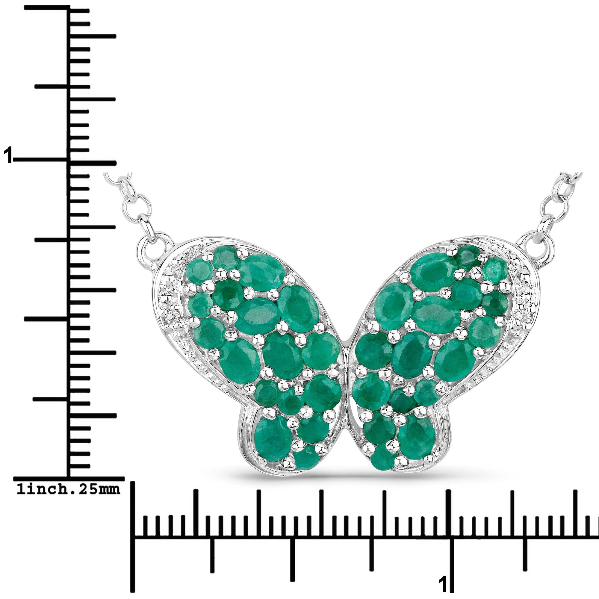 2.80 Carat Genuine Emerald and White Zircon .925 Sterling Silver Pendant DestGlow