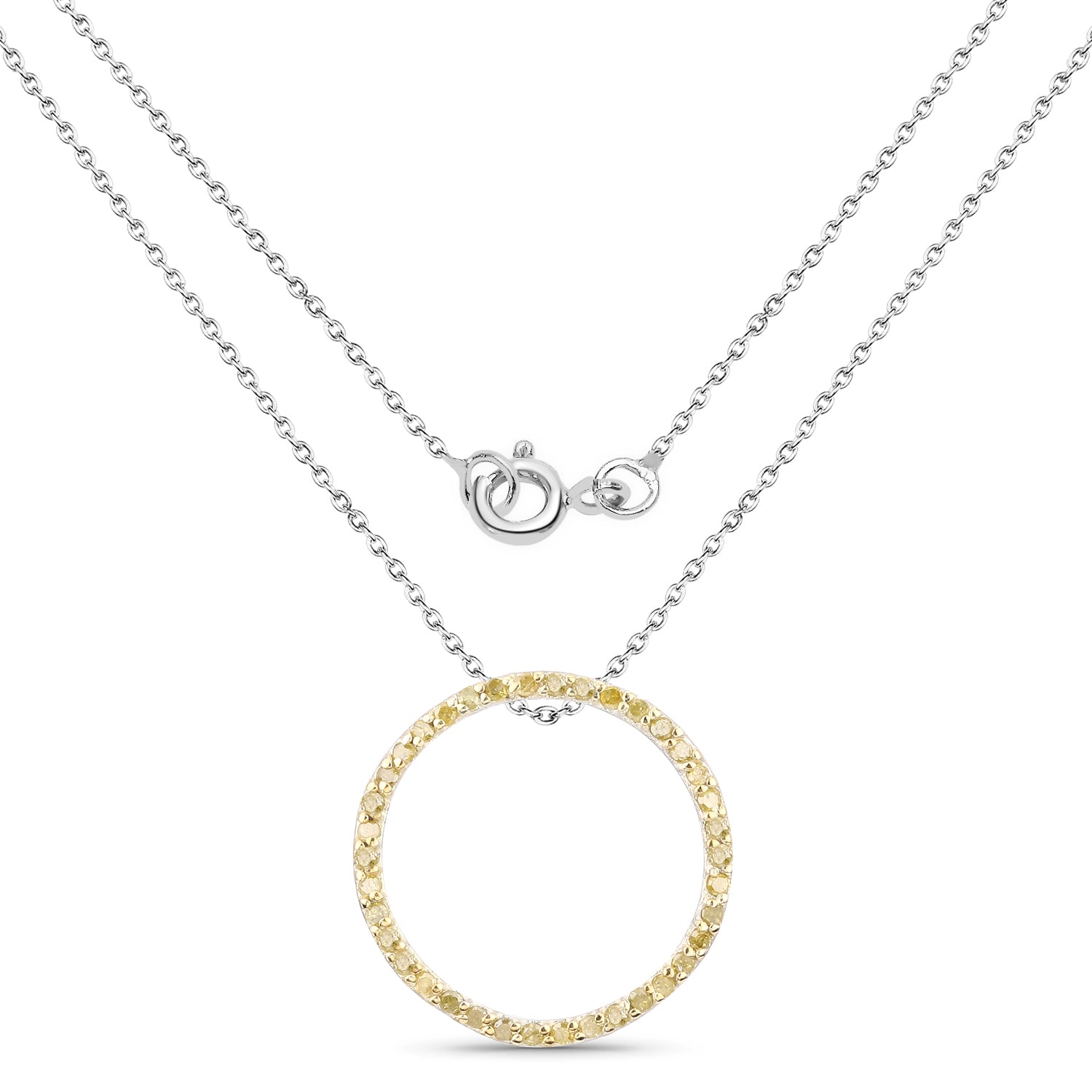 0.30 Carat Genuine Diamond Yellow .925 Sterling Silver Pendant by Bids.com