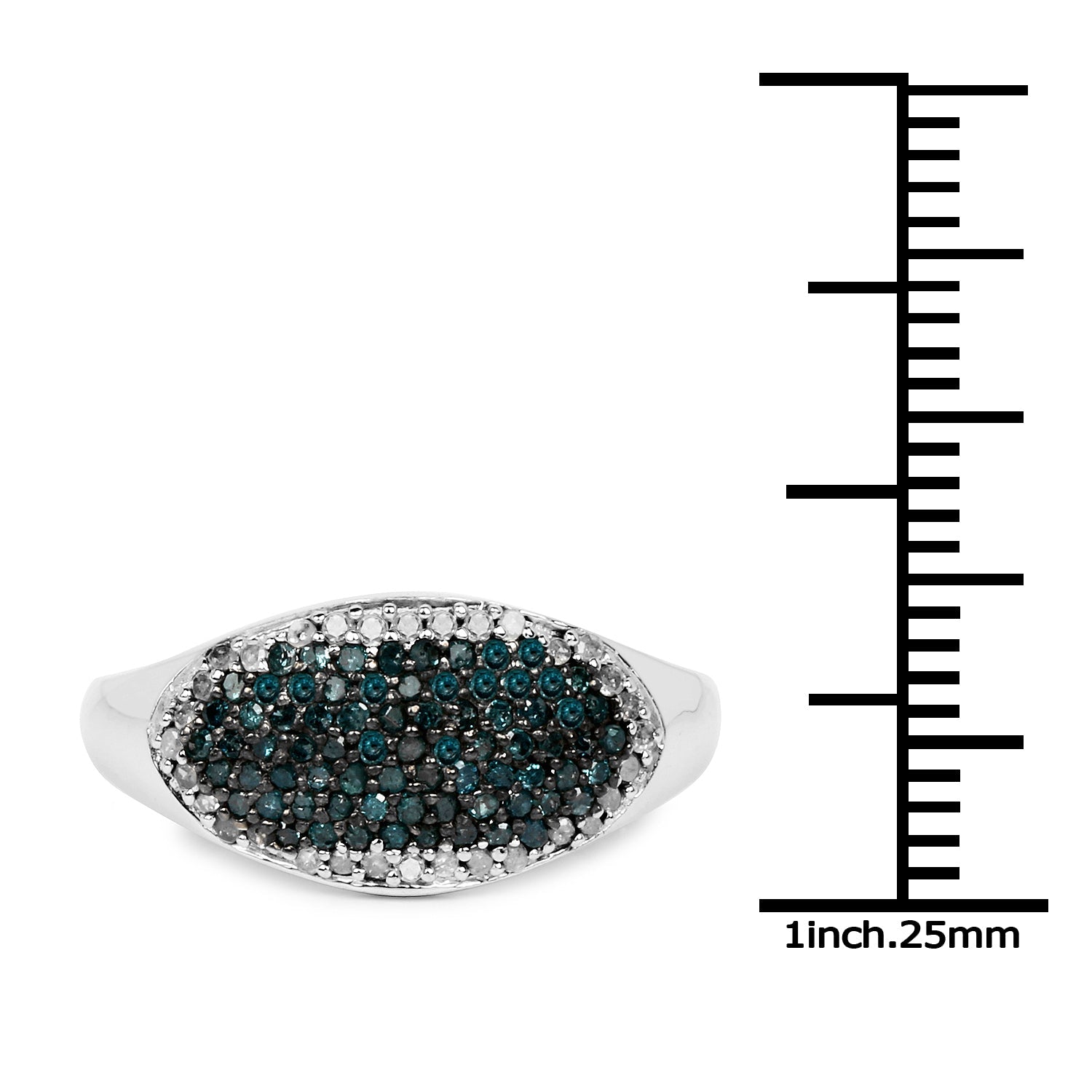 0.45 Carat Genuine Blue Diamond and White Diamond .925 Sterling Silver Ring by Bids.com