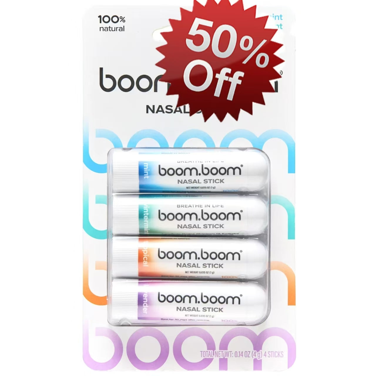 BoomBoom Nasal Stick | Vapor Flow Technology | Cool Refreshing Sensation | Natural Mood Boost | Simple Ingredients | Essential Oils + Menthol Inhaler (Mint, Wintermint, Tropical) - DestGlow