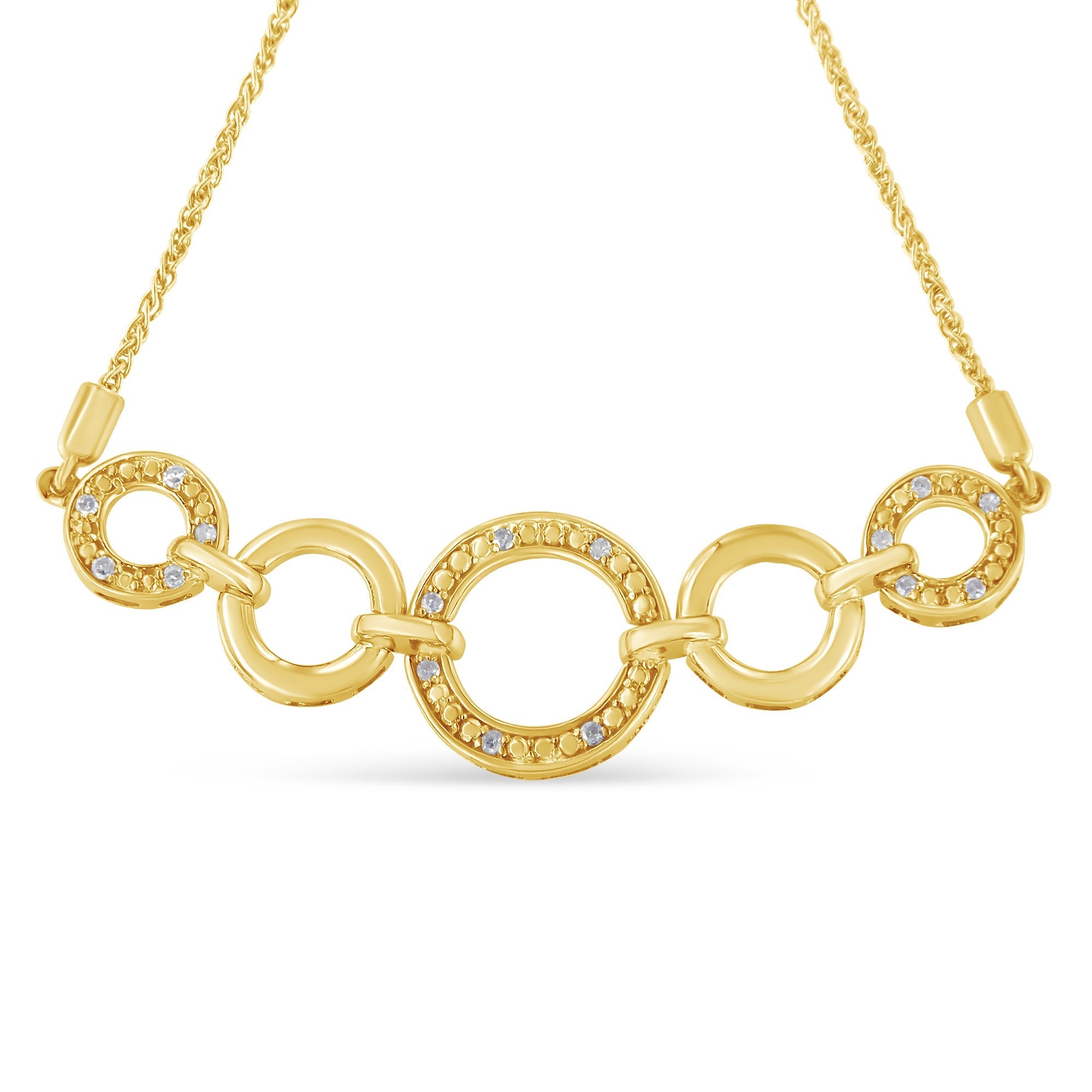 10K Yellow Gold over .925 Sterling Silver Diamond Accented Graduated Infinity Open Circle 6â€-9†Adjustable Bolo Bracelet