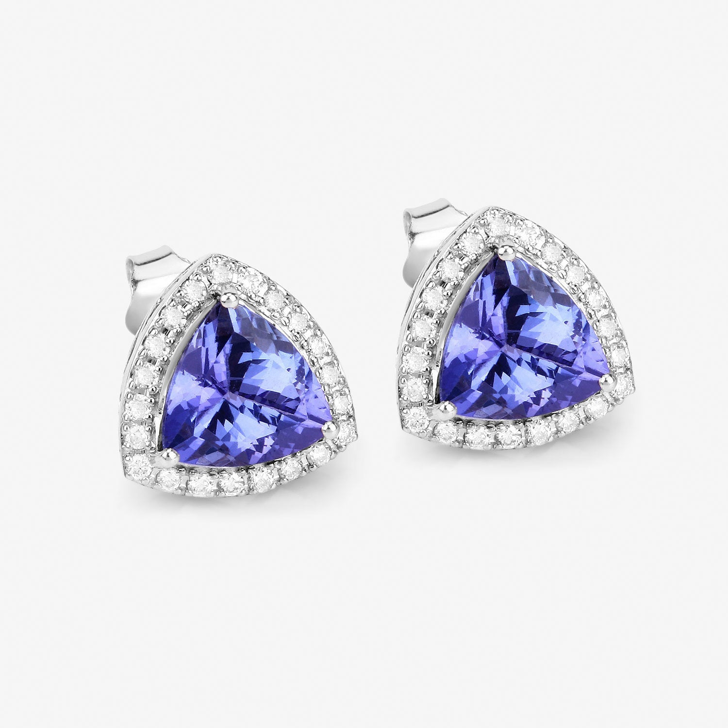 3.82 Carat Genuine Tanzanite and White Diamond 14K White Gold Earrings by Bids.com