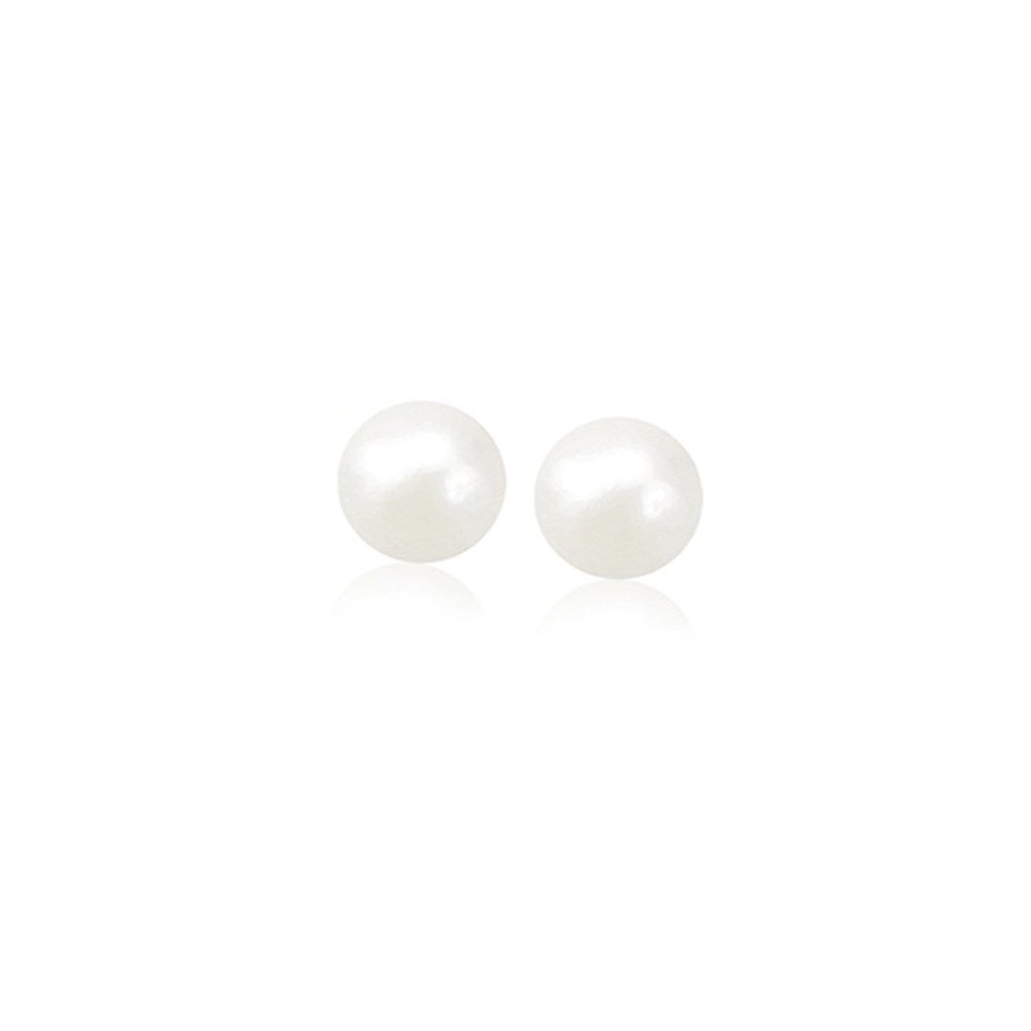 14k Yellow Gold Freshwater Cultured White Pearl Stud Earrings (4.0 mm) by Bids.com