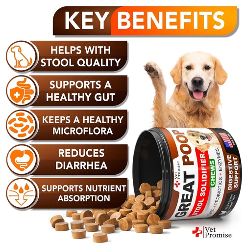 Great Poop Dog Probiotics - Fiber Supplement for Digestive Health & Stool Support