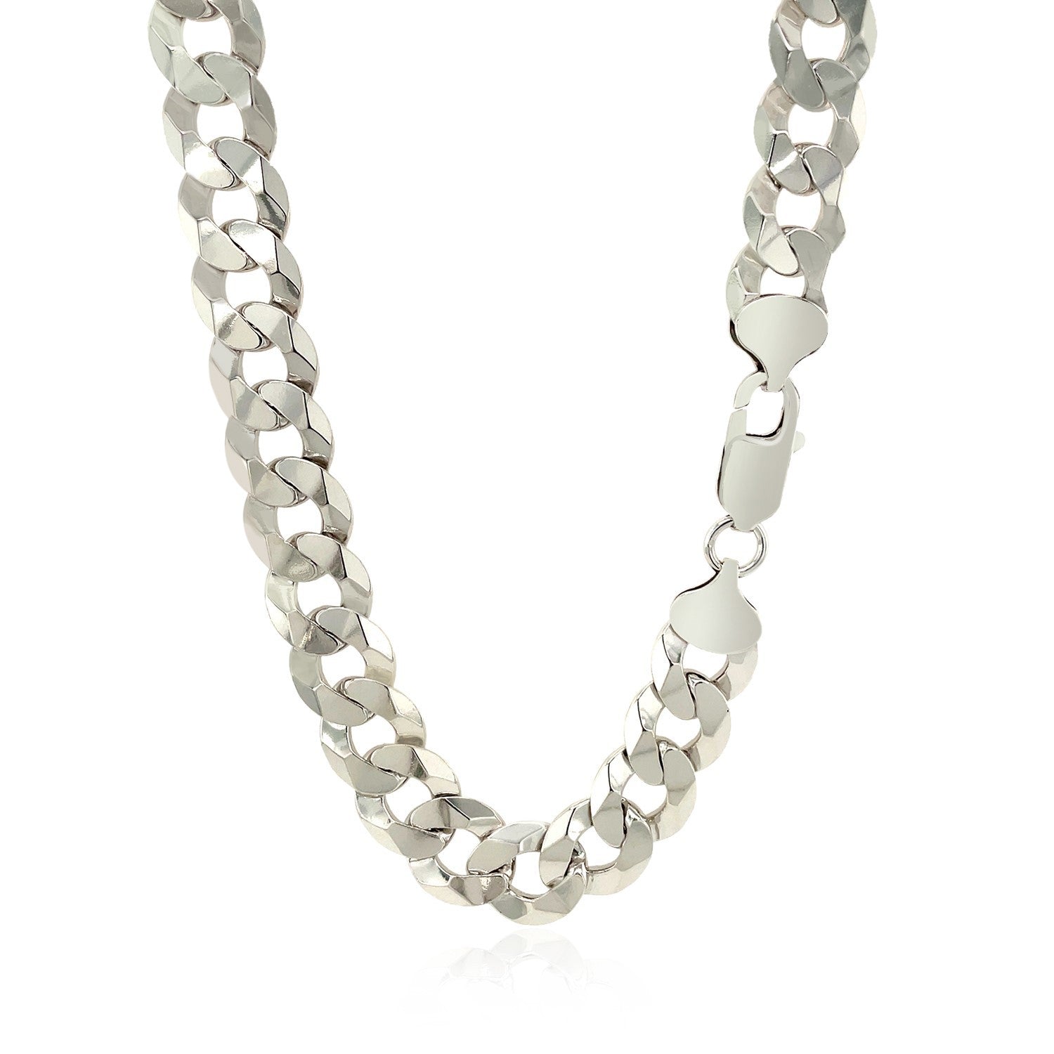 Rhodium Plated 9.5mm Sterling Silver Curb Style Chain by Bids.com