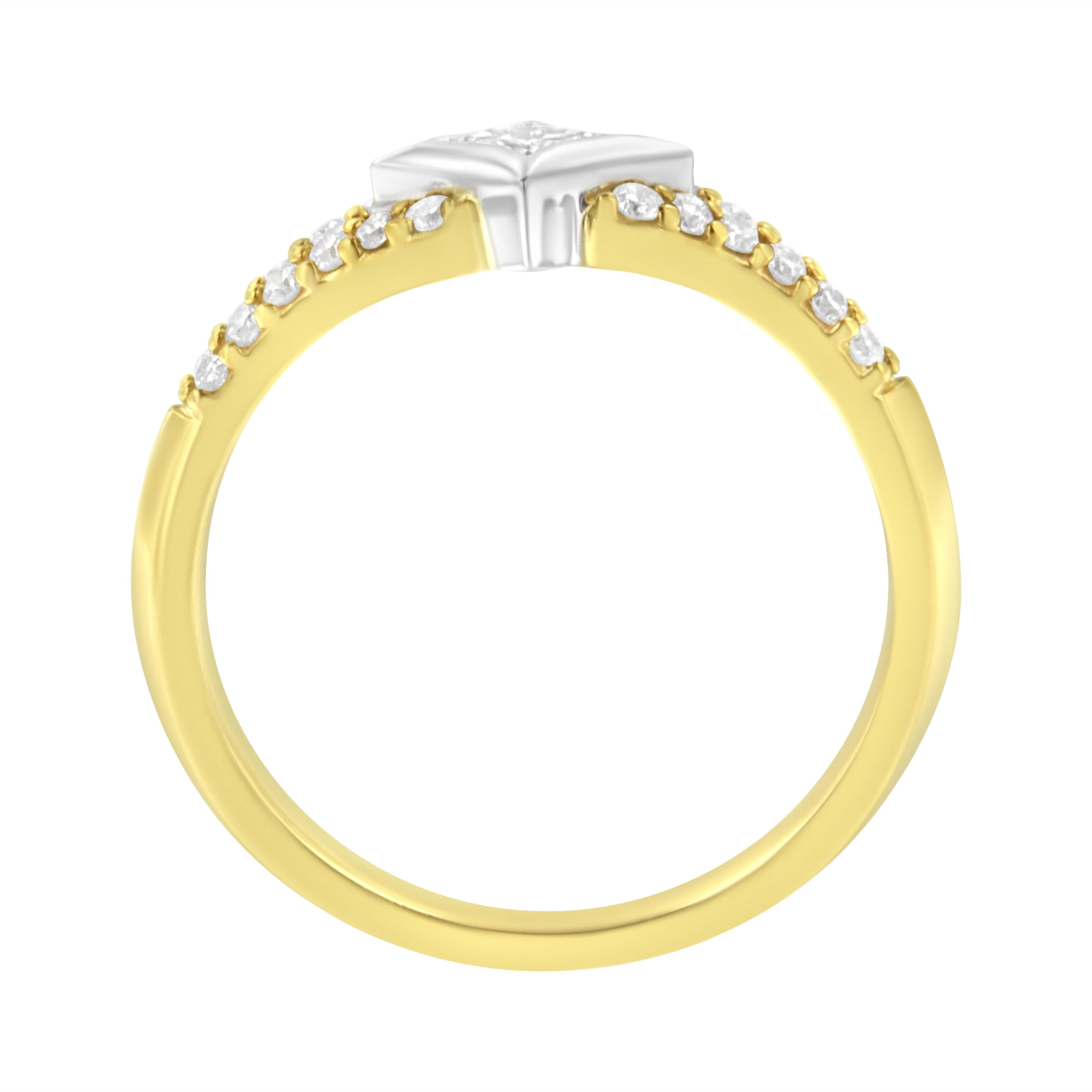 10K Two Tone Color 1/2 Cttw Diamond Kite and Split Shank Ring (H-I Color,SI2-I1 Clarity) by Bids.com