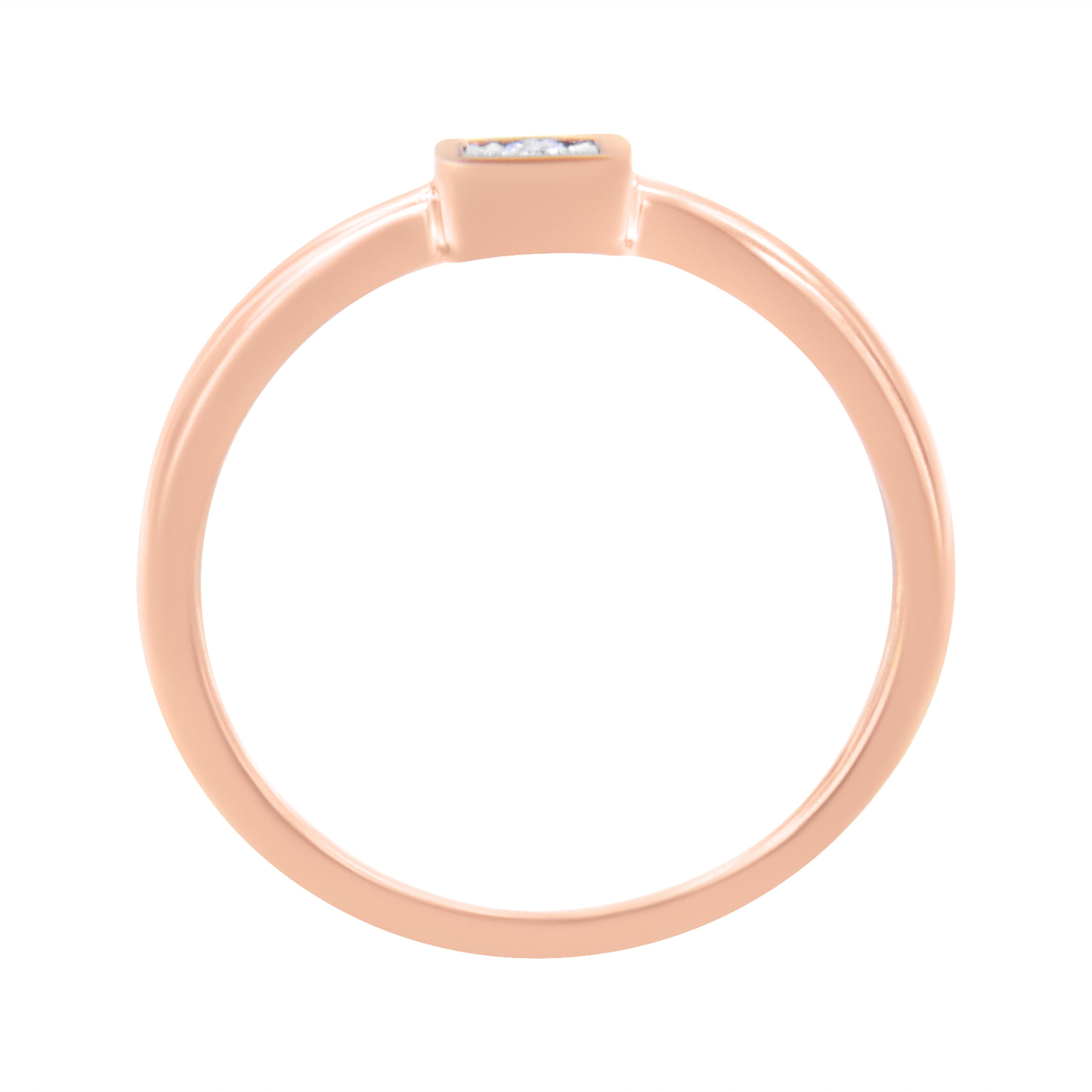 14K Rose Gold Plated .925 Sterling Silver 1/20 cttw Miracle Set Diamond Promise Ring (J-K Color, I1-I2 Clarity) - Size 6 by Bids.com