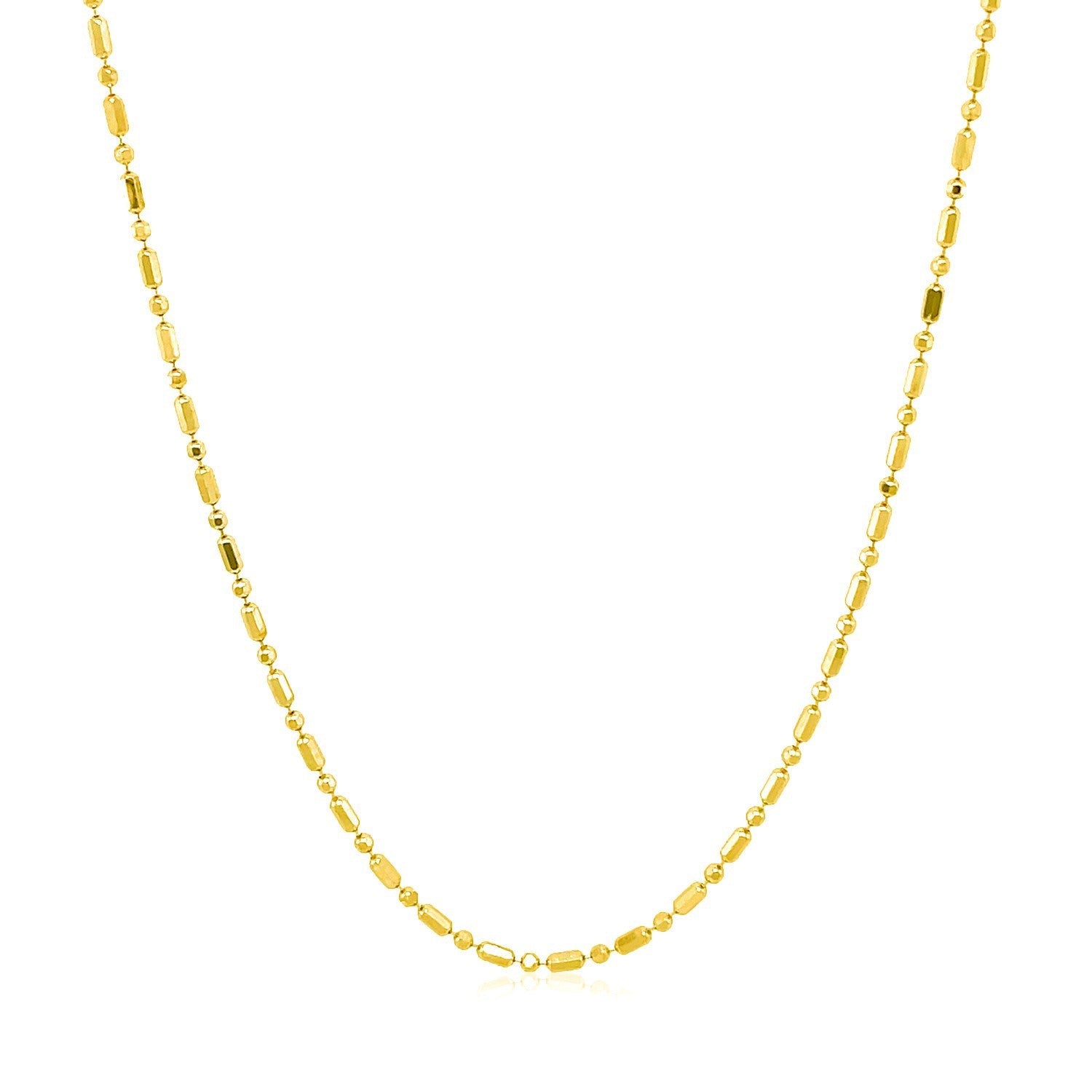 14k Yellow Gold Diamond-Cut Alternating Bead Chain 1.2mm by Bids.com
