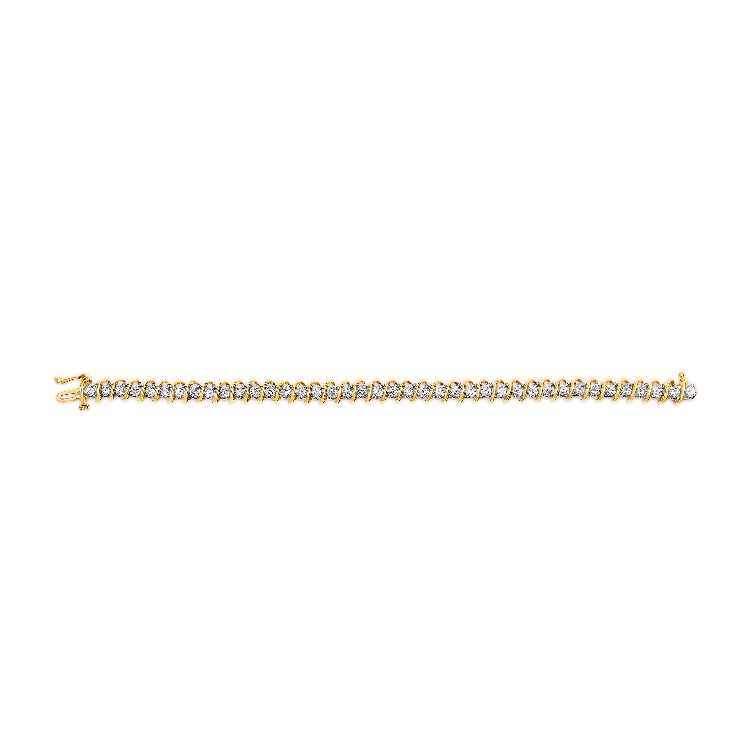 18K Yellow Gold 4.0 Cttw Round-Cut Diamond S-Link 7" Inch Tennis Bracelet (I-J Color, SI1-SI2 Clarity) by Bids.com