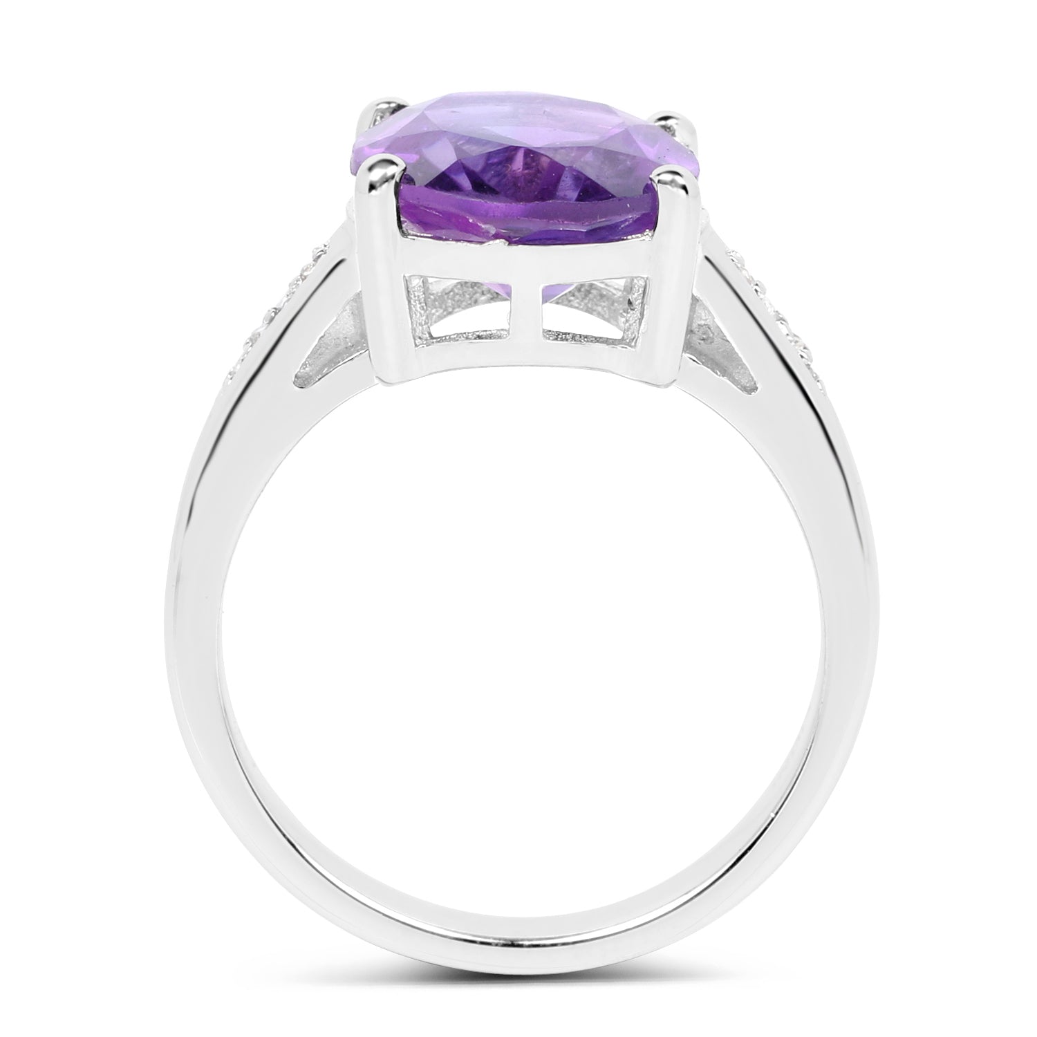 3.84 Carat Genuine Amethyst and White Topaz .925 Sterling Silver Ring by Bids.com