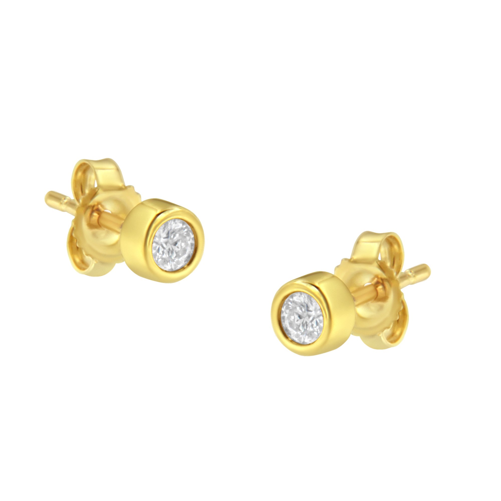 10K White Gold 0.15 Cttw Round Brilliant-Cut Near Colorless Diamond Bezel-Set Stud Earrings (H-I Color, I1-I2 Clarity) by Bids.com