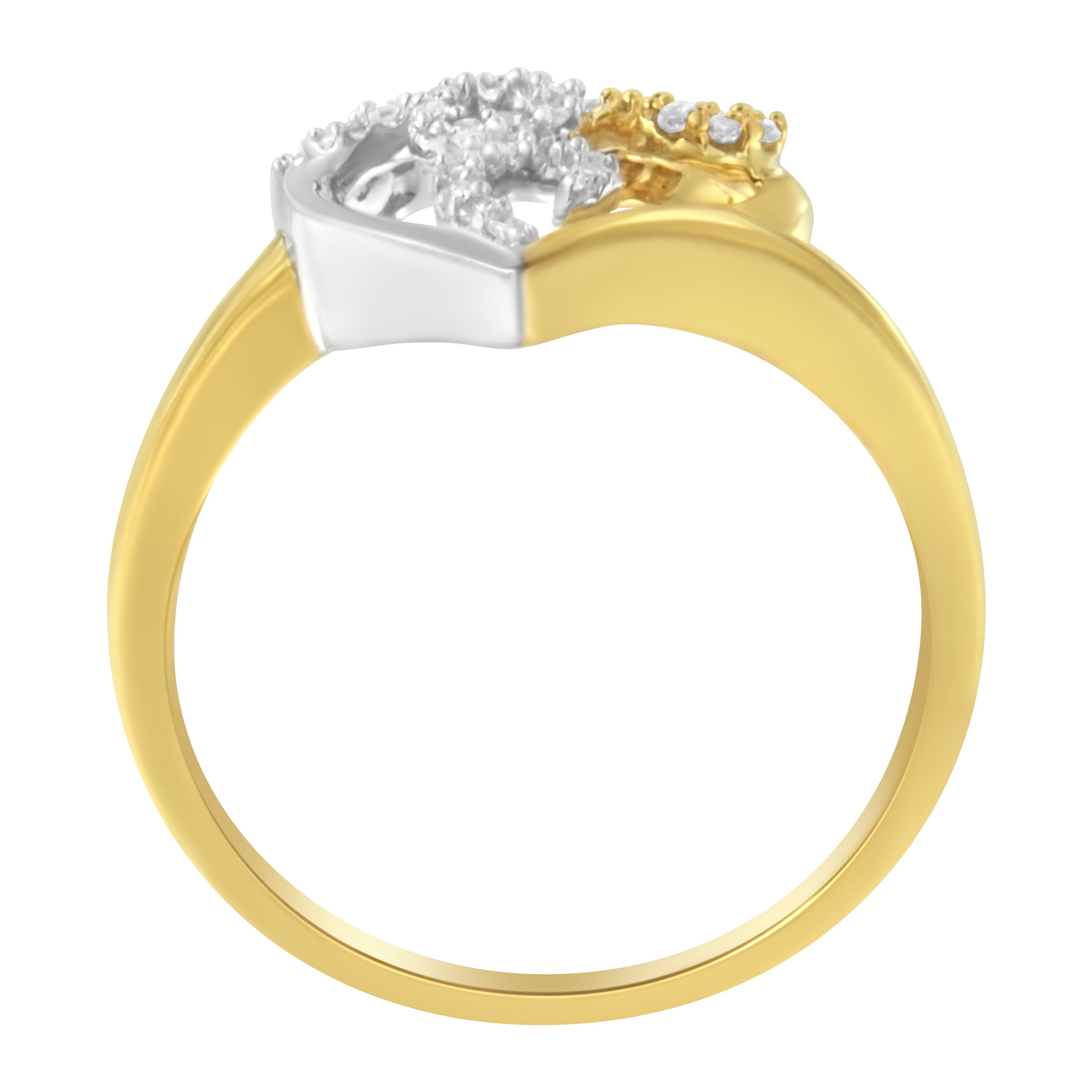 10K Two-Toned Gold Diamond Heart Shape Cluster Ring (1/6 Cttw, H-I Color, I1-I2 Clarity) - Size 6 by Bids.com