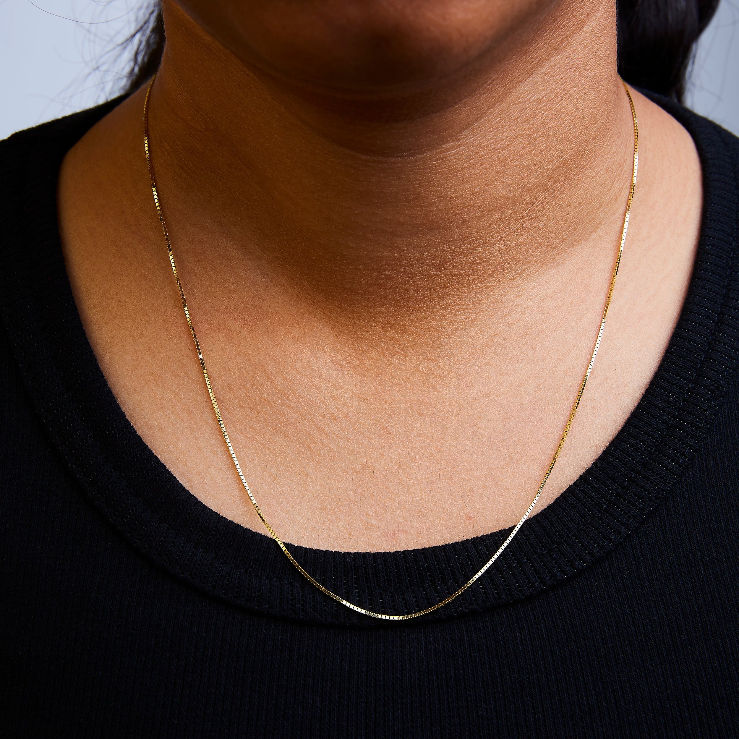 Solid 14K Yellow Gold 0.75mm Classic Box Chain Necklace. Unisex Chain - Size 16 Inches by Bids.com
