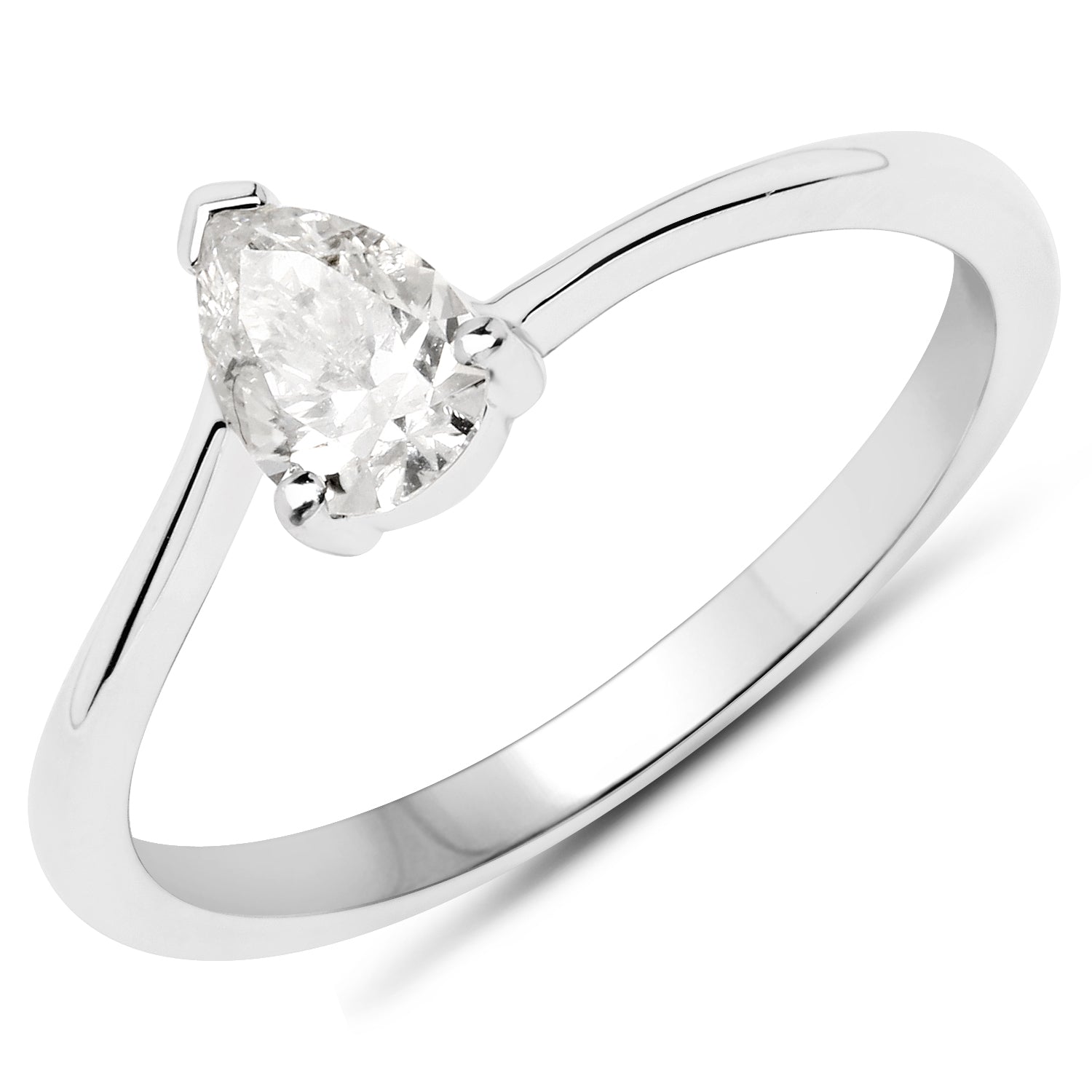 14K White Gold 0.50 Carat Genuine White Diamond Ring by Bids.com